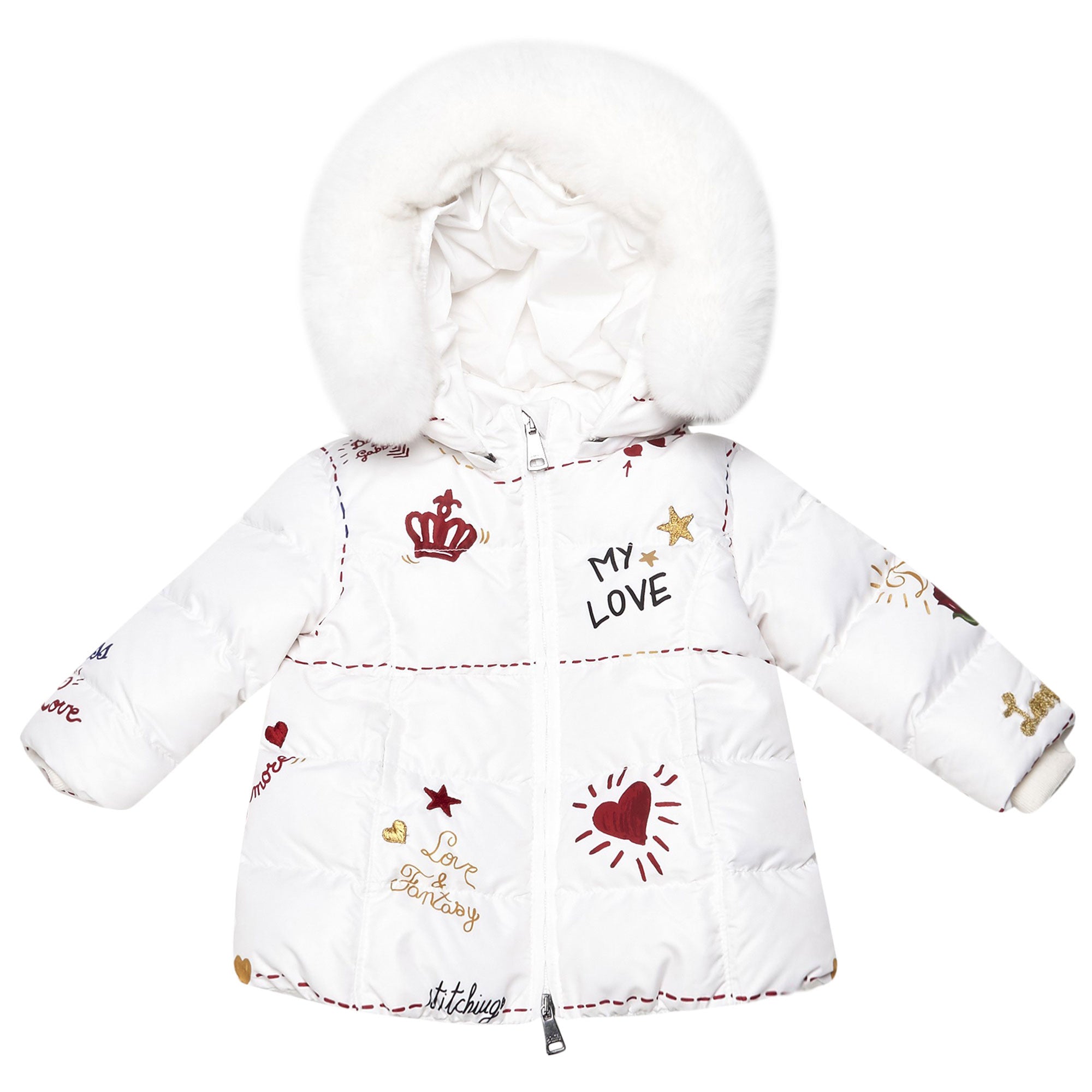Baby Girls White "My Love" Coat