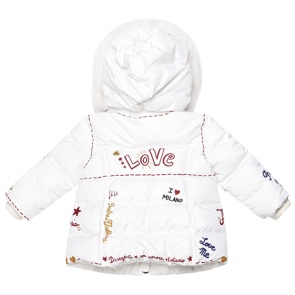 Baby Girls White "My Love" Coat