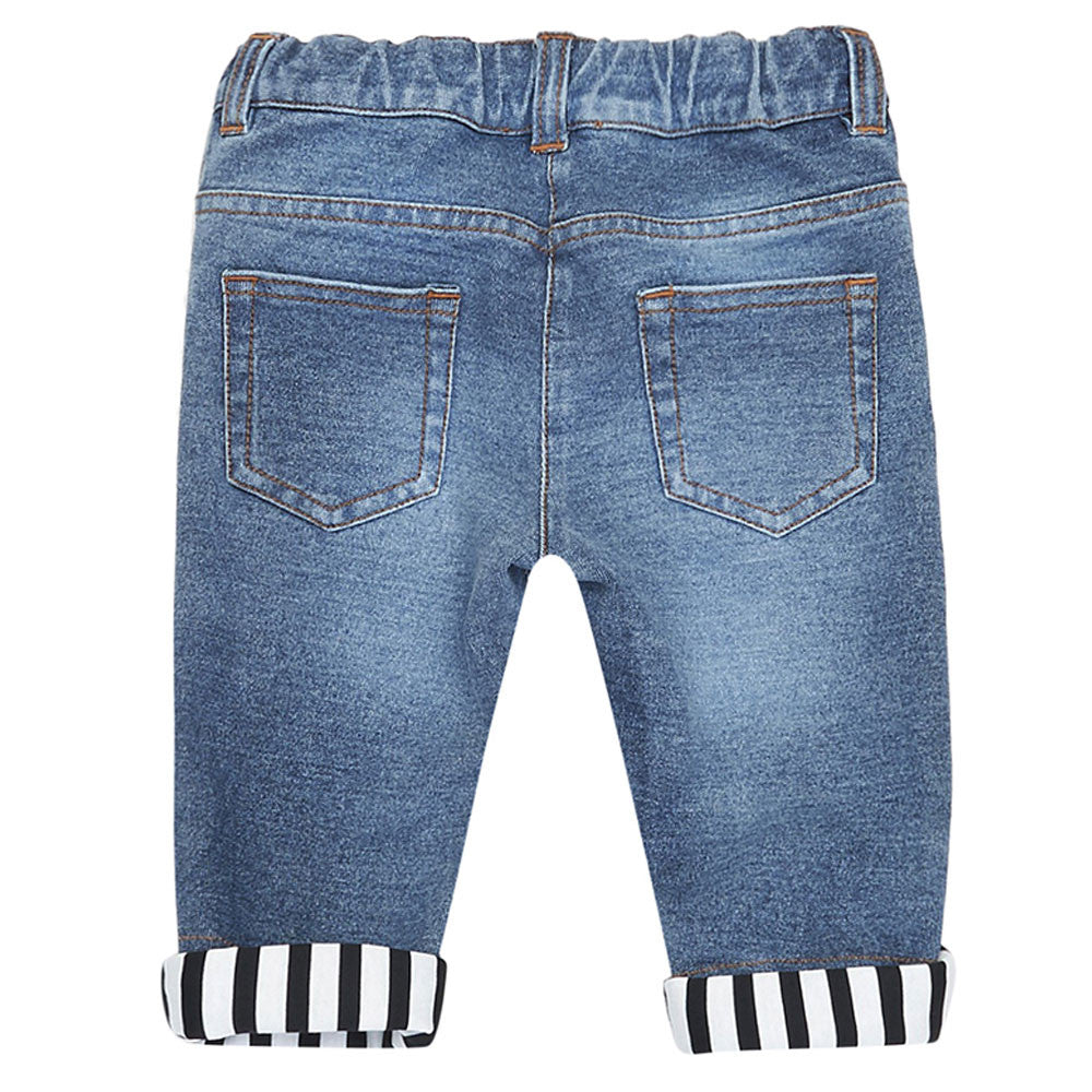 Baby Blue Denim Jeans With Stripes