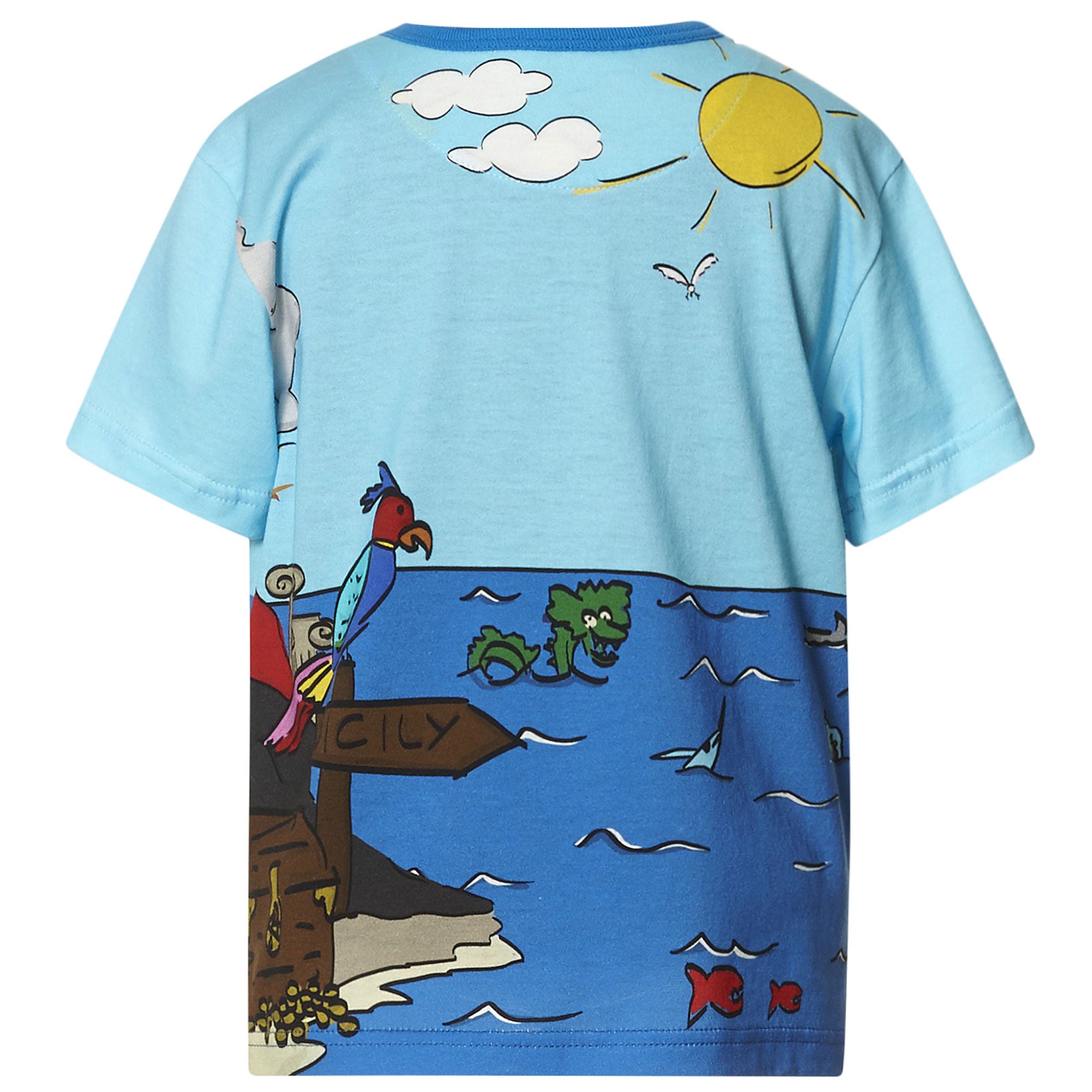 Boys Blue Pirates Printed Trims Cotton T-Shirt - CÉMAROSE | Children's Fashion Store - 2