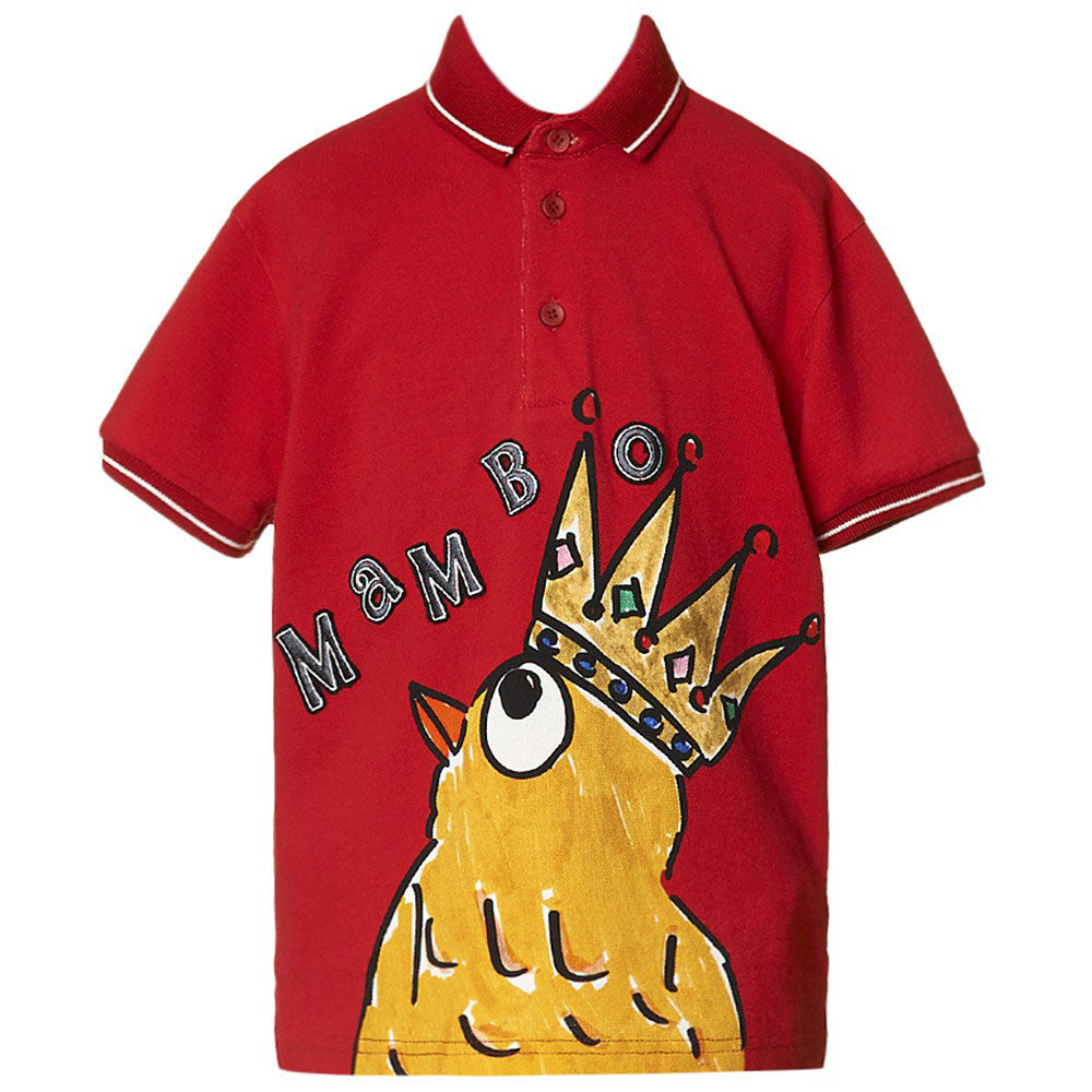 Boys Red Rooster Printed Trims Cotton Polo Shirts - CÉMAROSE | Children's Fashion Store - 1