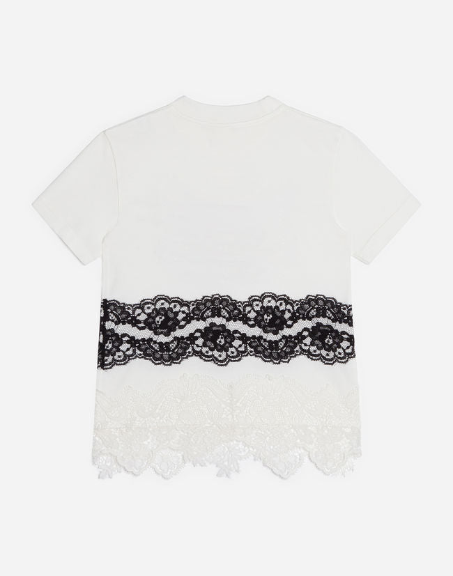 Girls White Cotton T-shirt