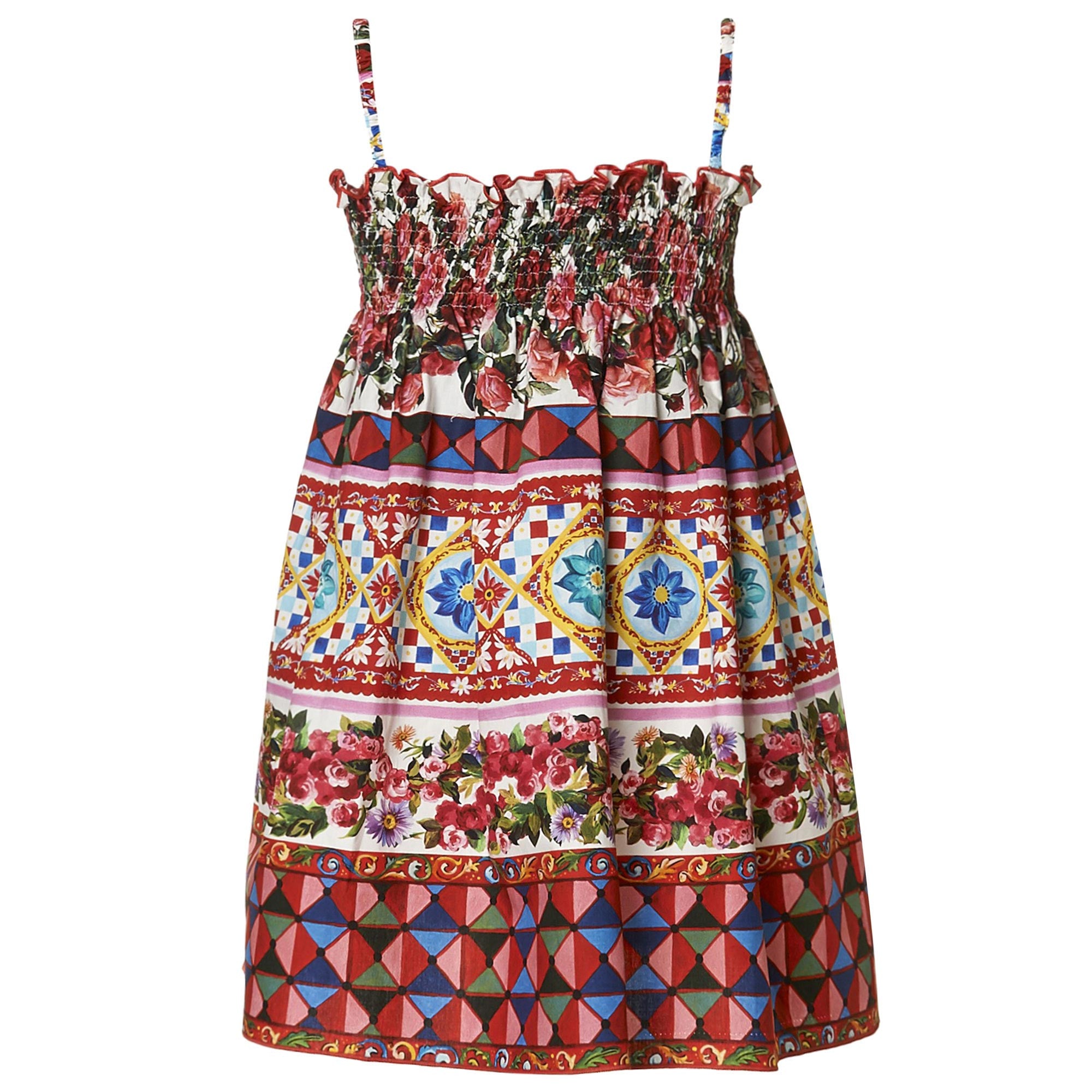 Girls Red 'Carretto Con Rose' Printed Cotton Dress - CÉMAROSE | Children's Fashion Store - 2