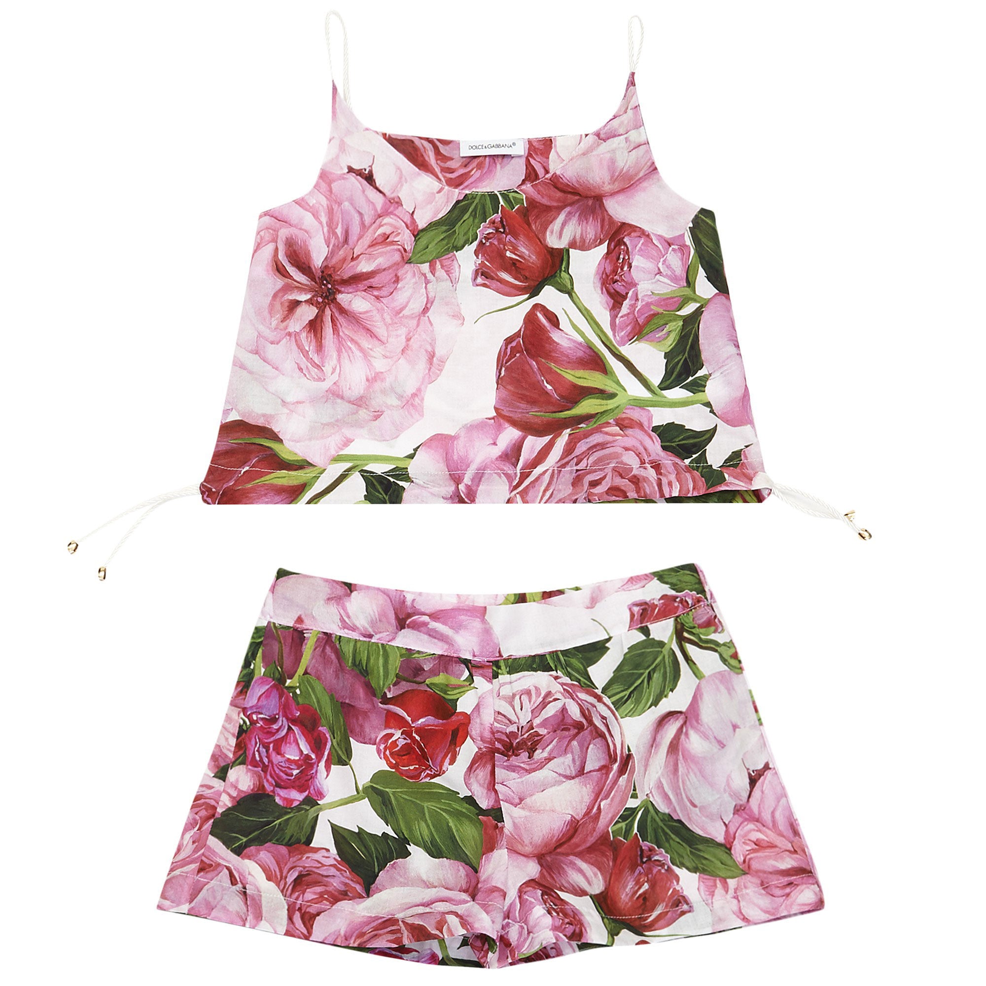 Girls Pink Flower Printed Trims Top & Short Set - CÉMAROSE | Children's Fashion Store - 1