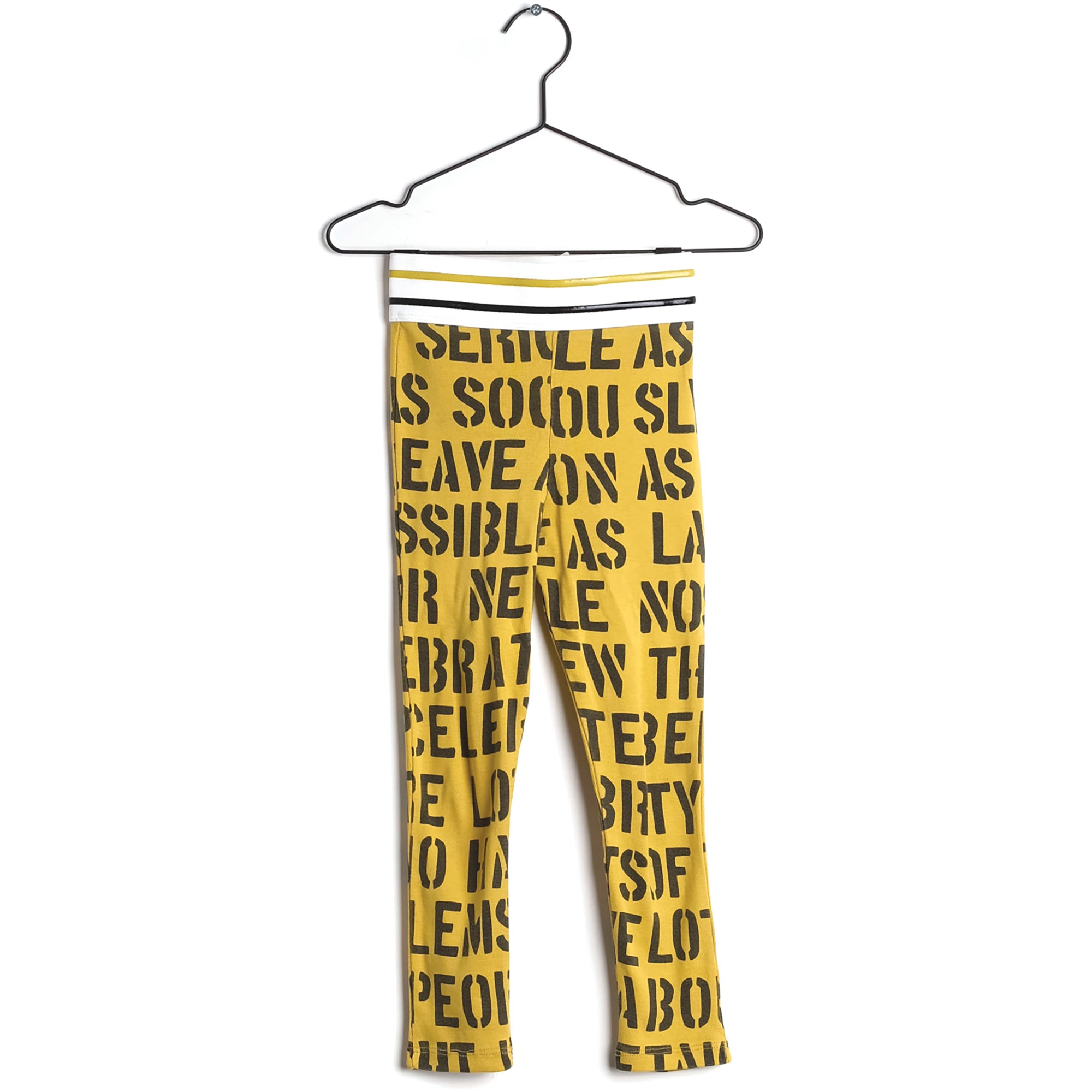 Girls Yellow Printed Cotton Leggings