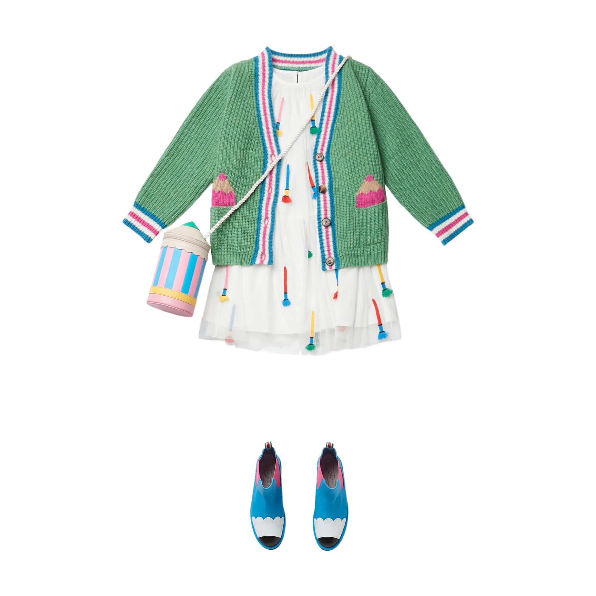 Girls Green Wool Cardigan