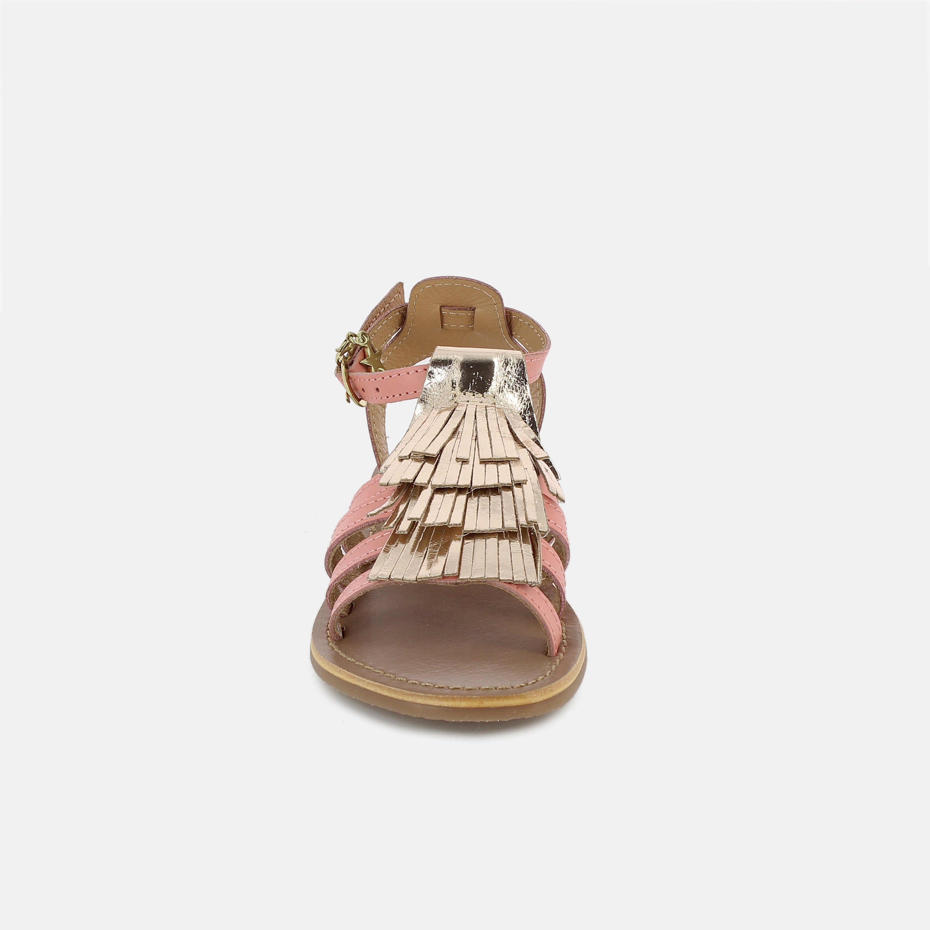 Girls Pink & Gold Leather Sandals