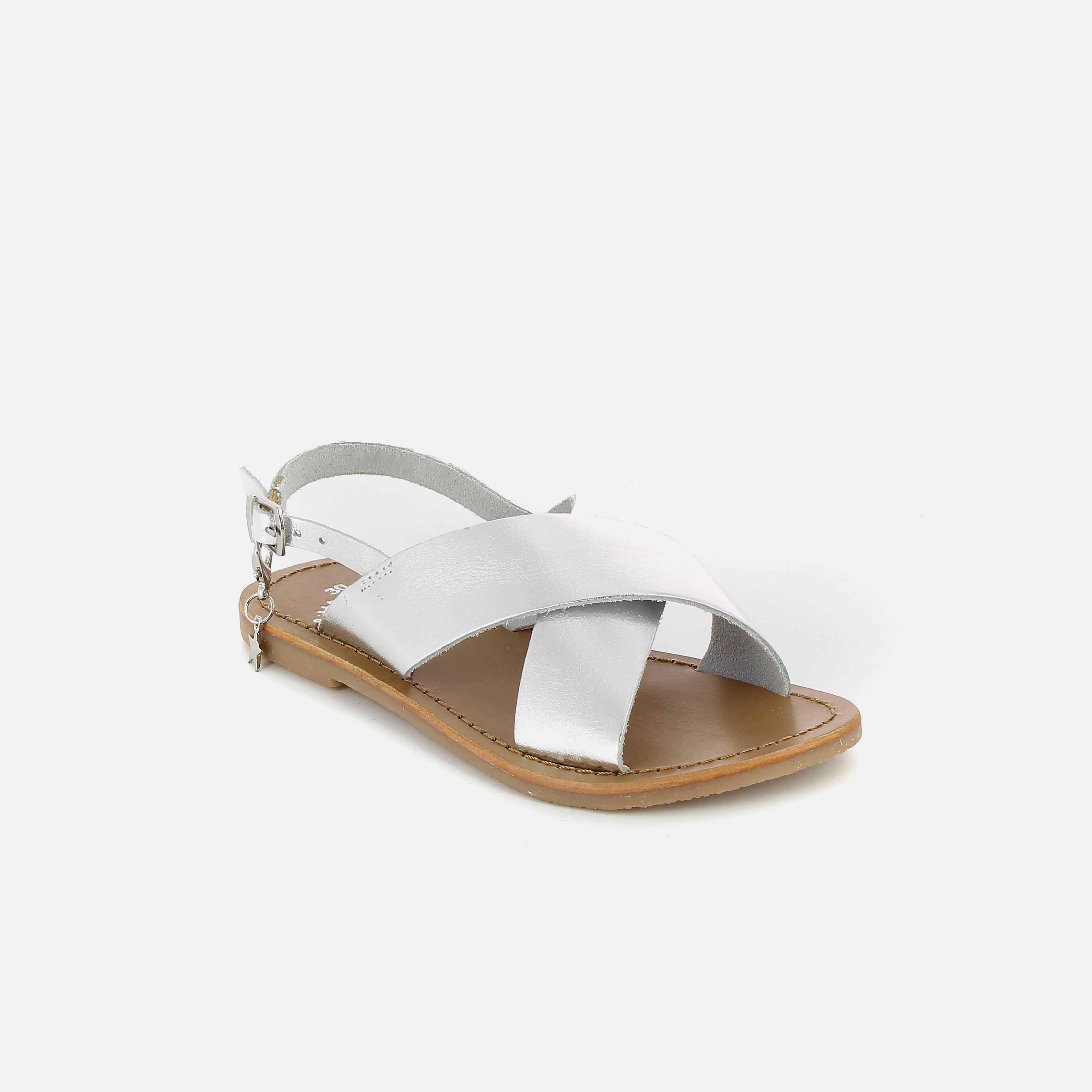 Girls Silver Leather Sandals