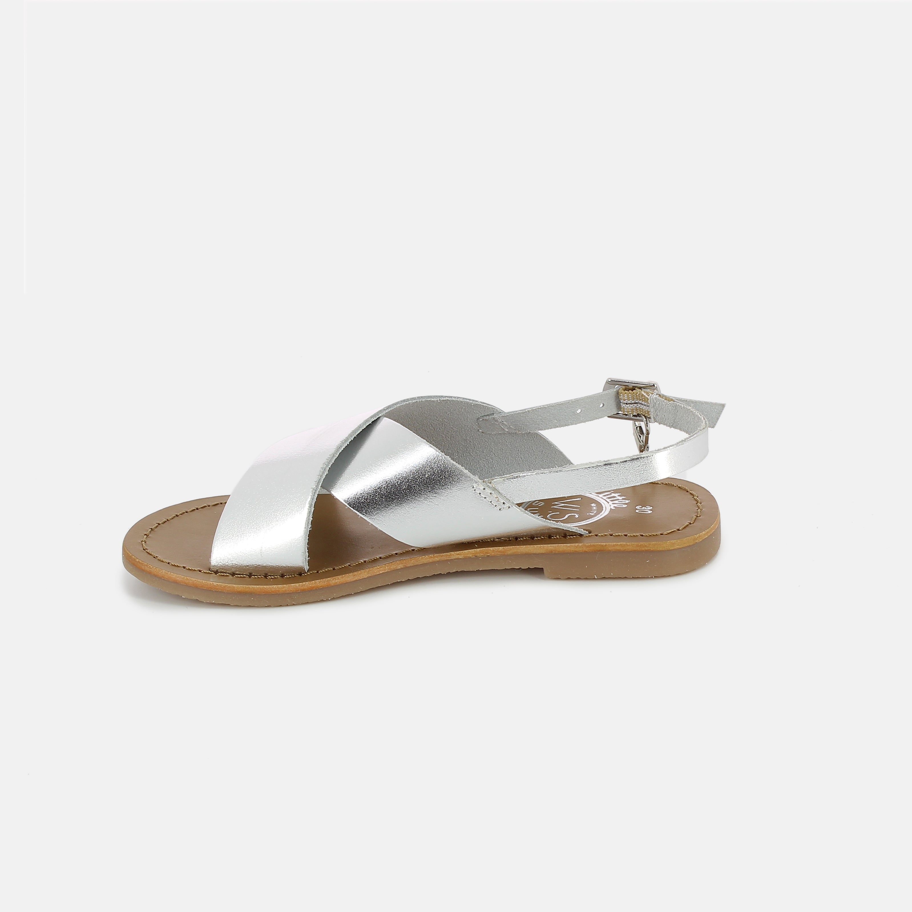 Girls Silver Leather Sandals