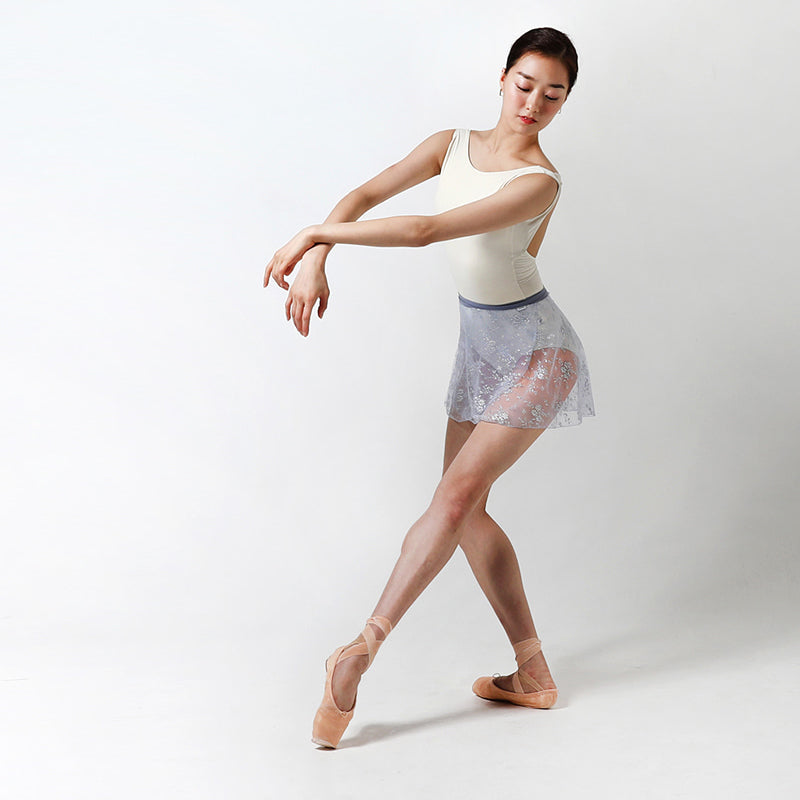 Girls Blue Floral Ballet Skirt