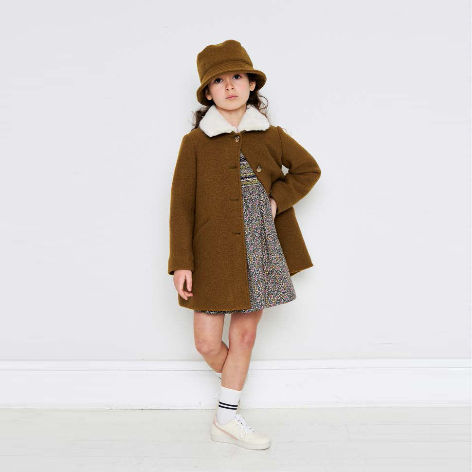 Boys & Girls Brown Wool Bucket Hat