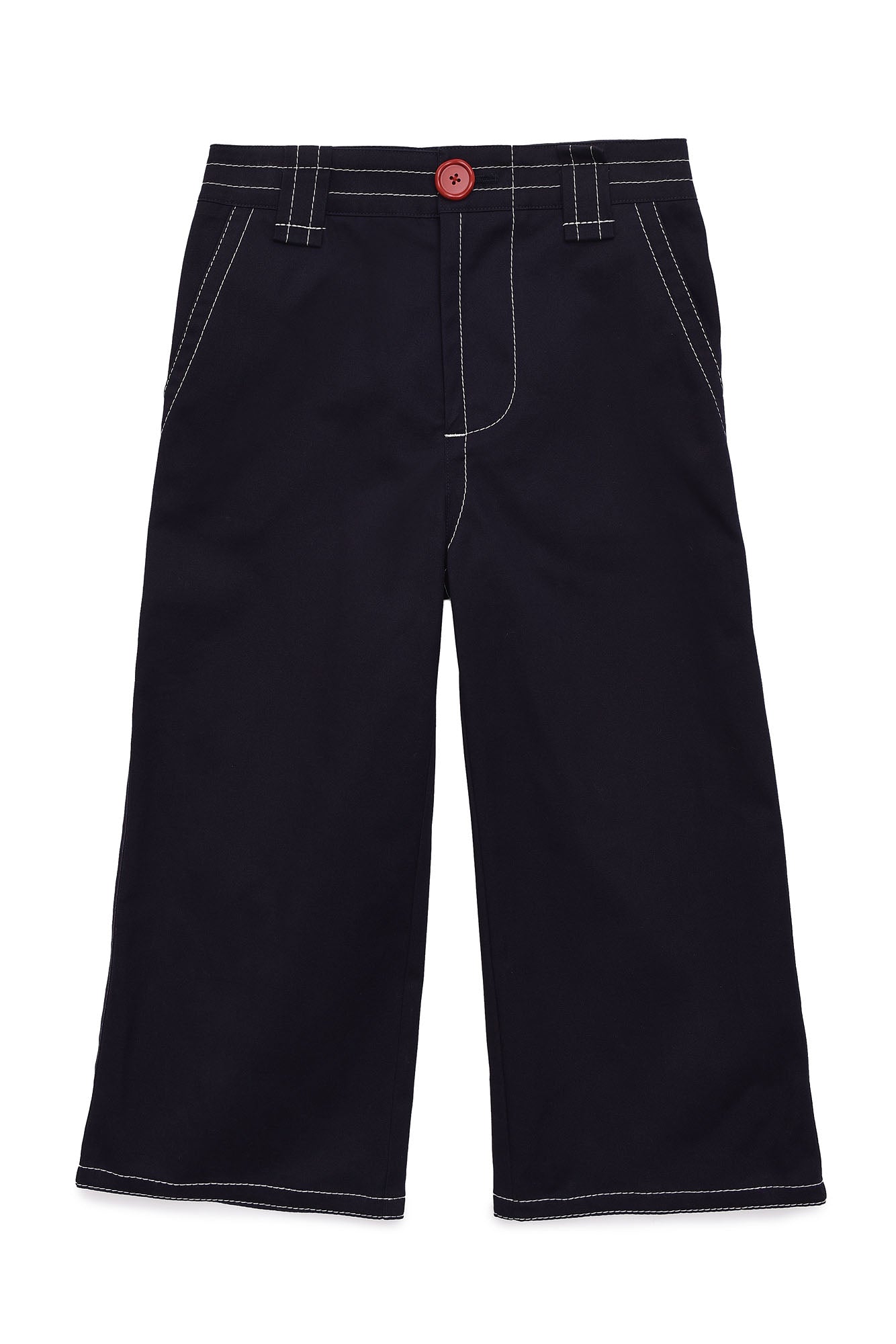 Girls Dark Blue Cotton Trousers