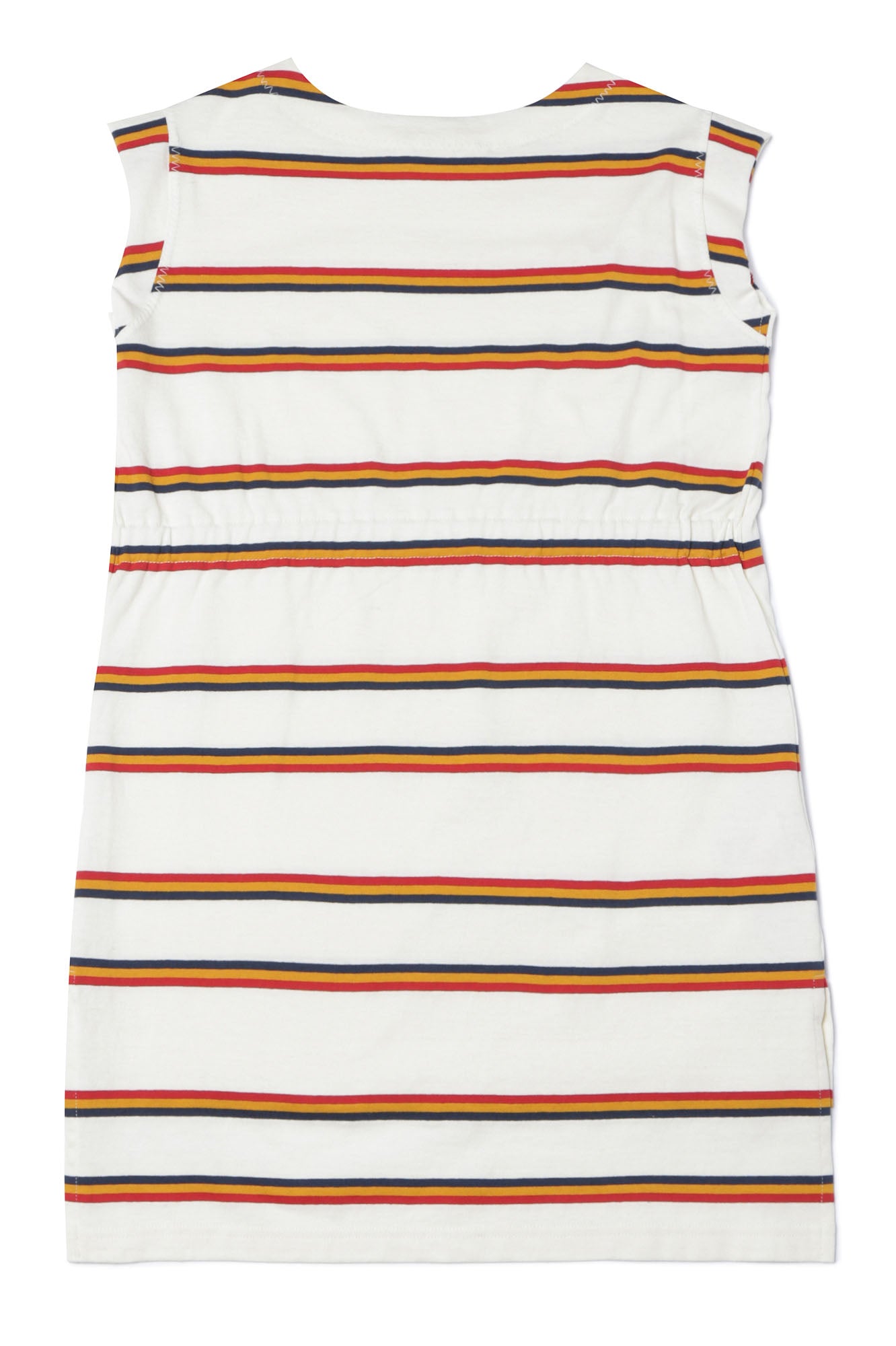 Girls White Stripe Cotton Dress