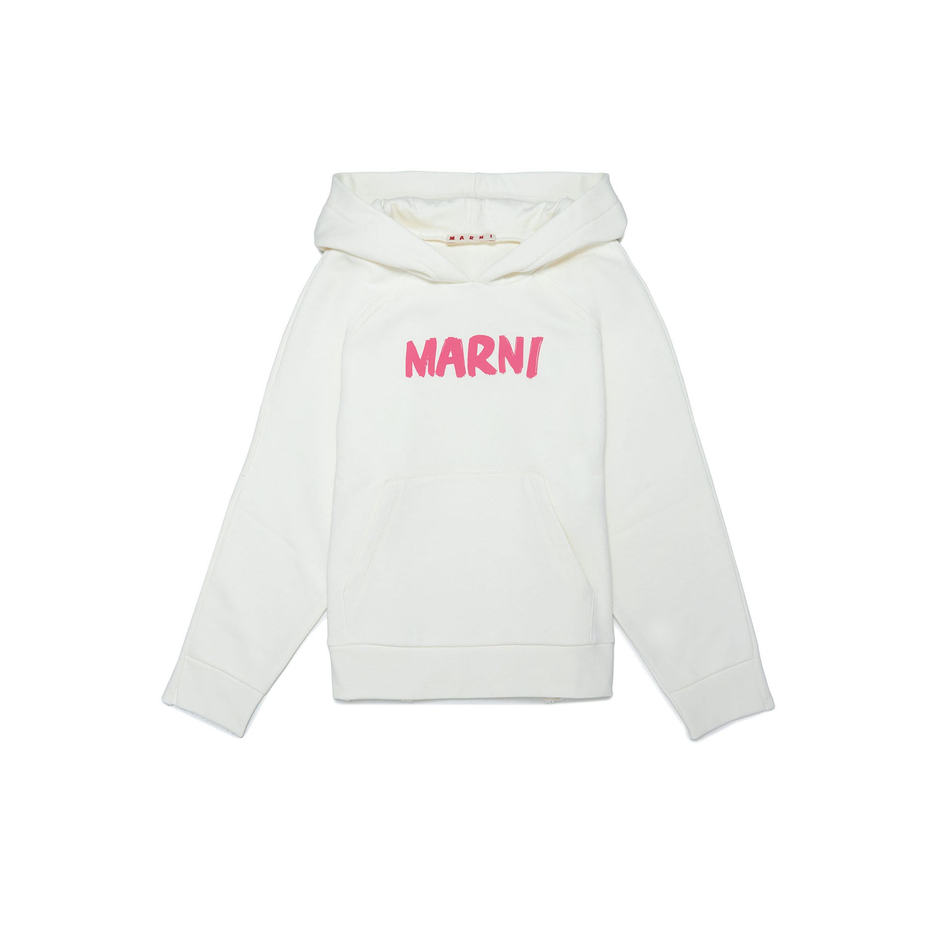 Boys & Girls White Hooded Cotton Sweatshirt