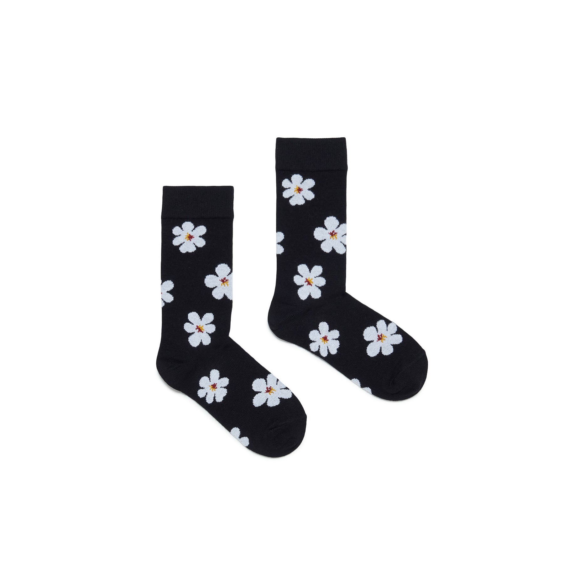 Girls Black Flowers Cotton Socks