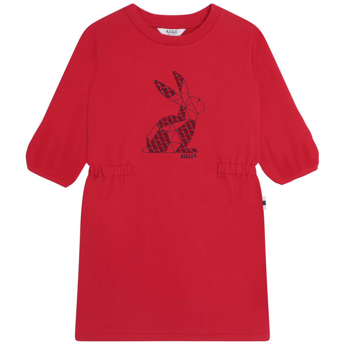 Girls Red Printed Dress