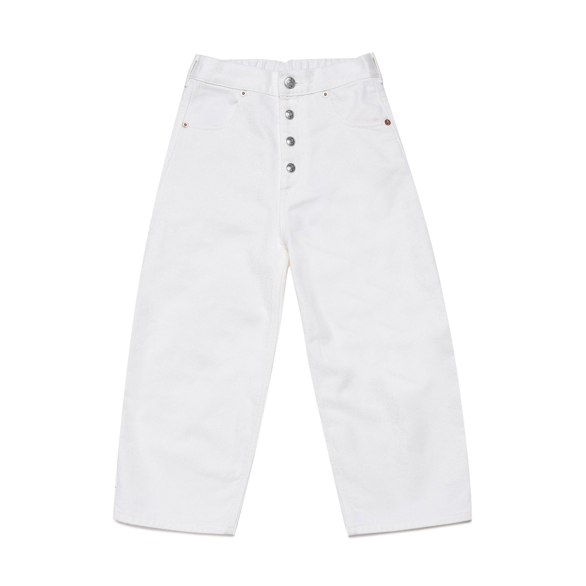 Boys & Girls White Cotton Trousers