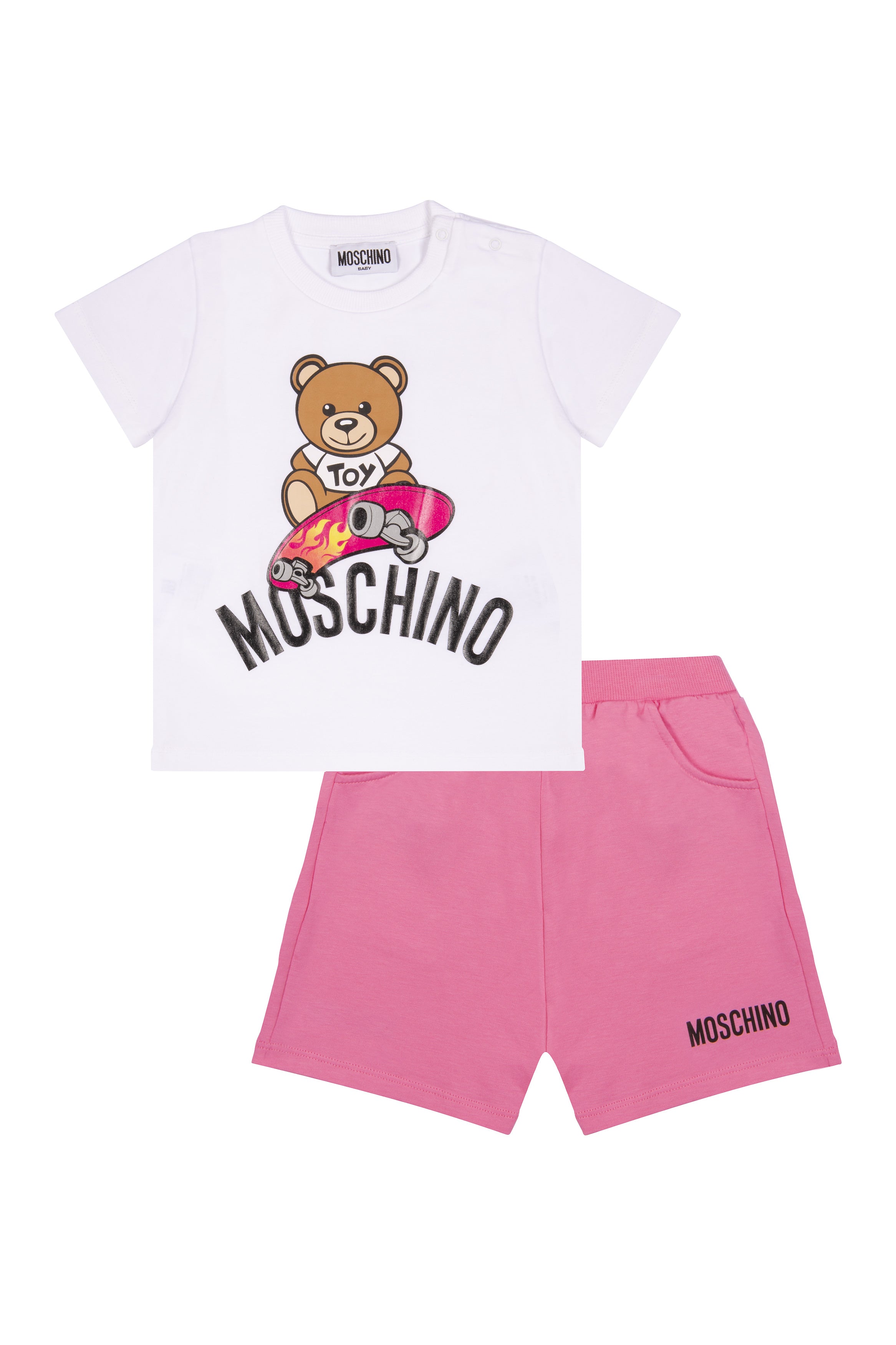 Baby Girls White & Pink Cotton Set