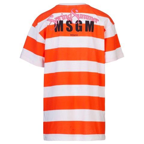 Girls Orange Stripe Cotton Dress