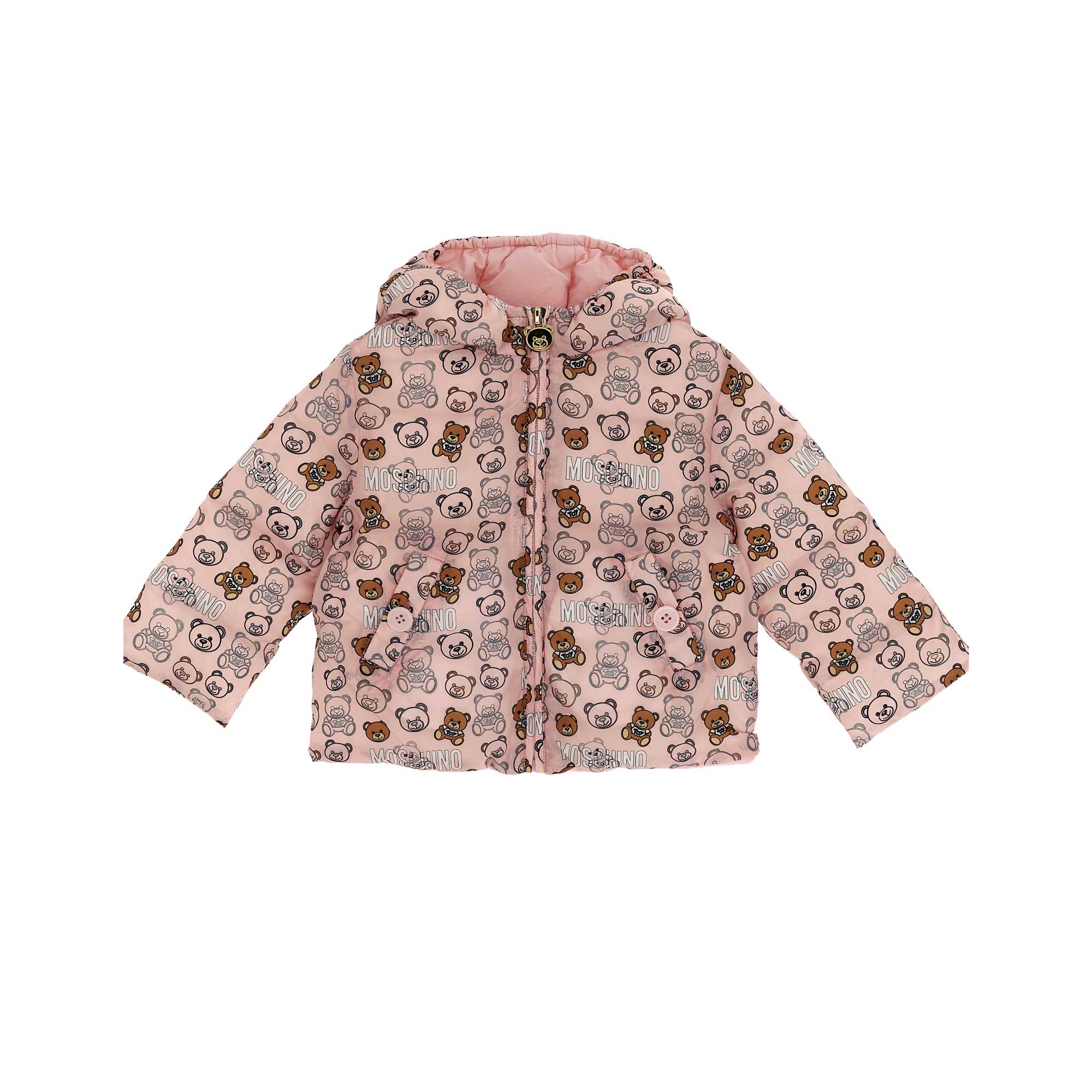 Baby Girls Pink Printed Padded Down Jacket