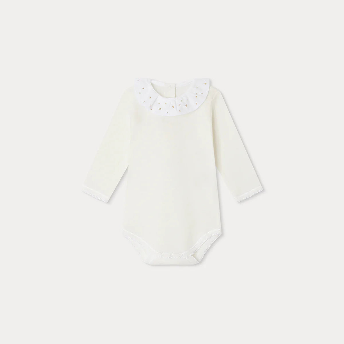 Baby Boys & Girls White Cotton Babysuit