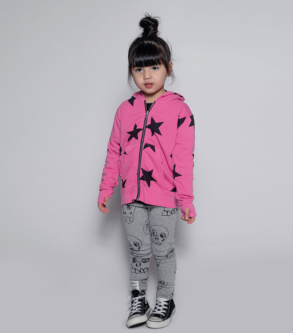 Girls Pink Star Zip-Up Top