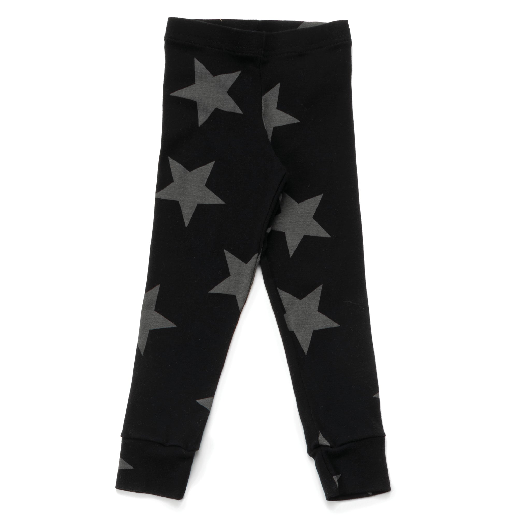 Girls Black Cotton Star Leggings