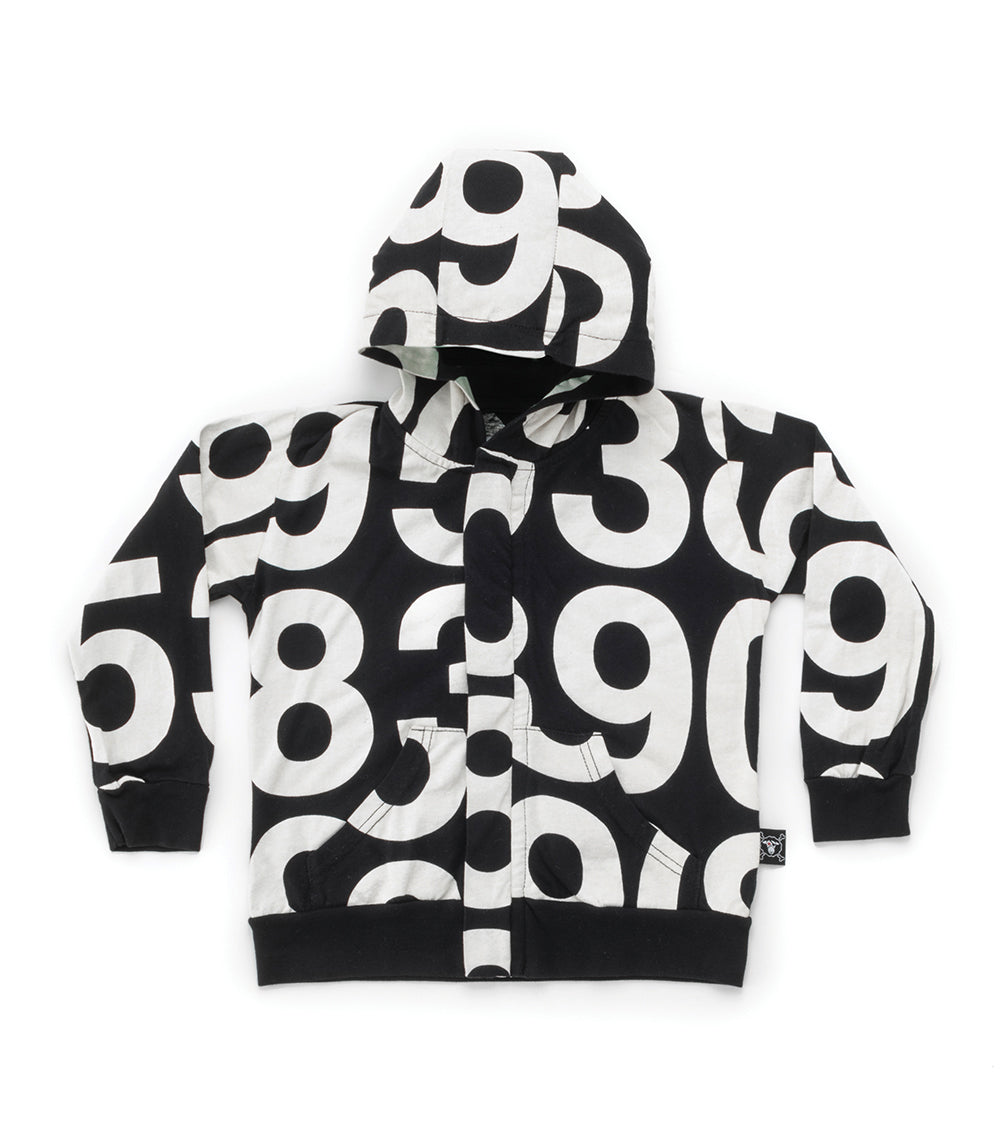 Baby Girls Black Number Zip Hoodie