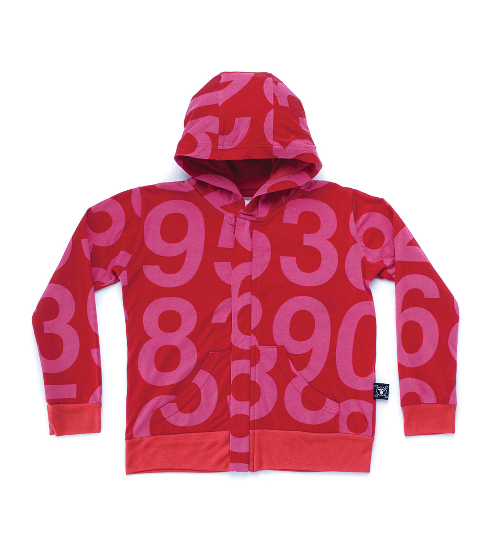 Baby Girls Red Number Zip Hoodie