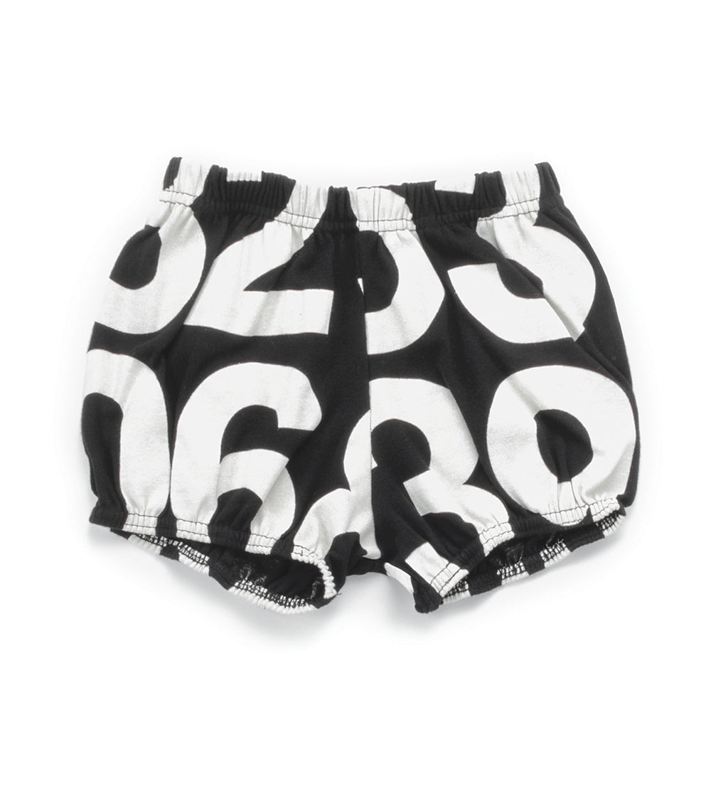 Baby Girls Black Number Cotton Shorts