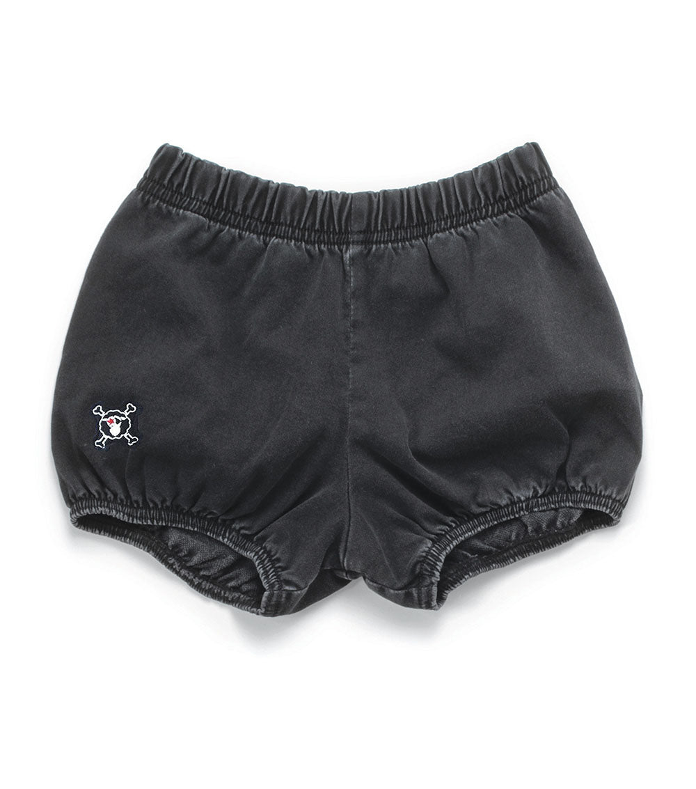 Girls Washed Black Cotton Shorts