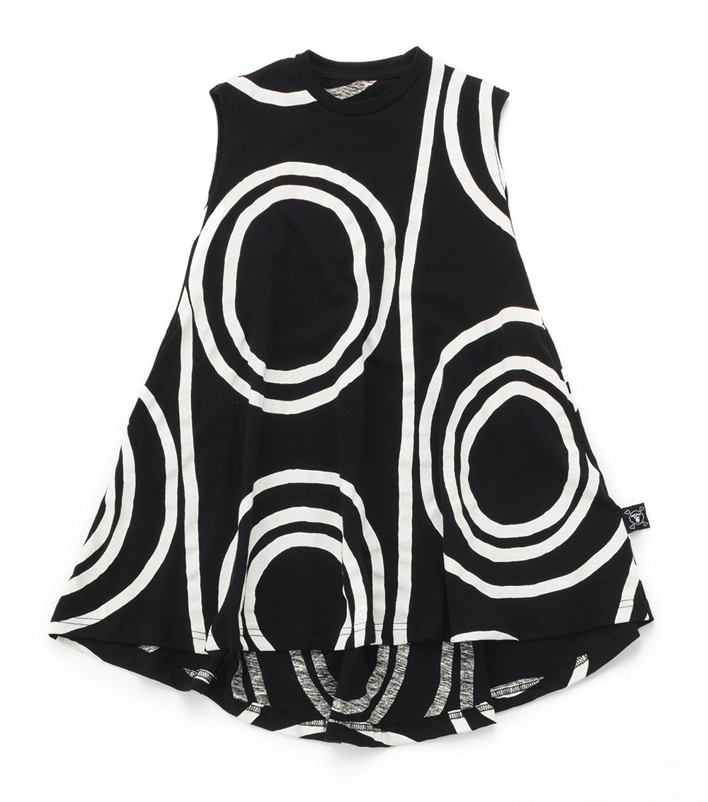 Girls Black Light Circle Cotton Dress