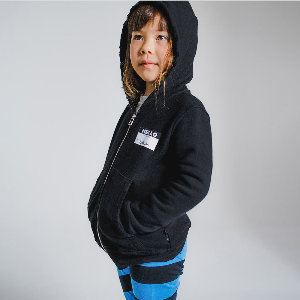 Boys & Girls Black Hooded Zip-Up Top