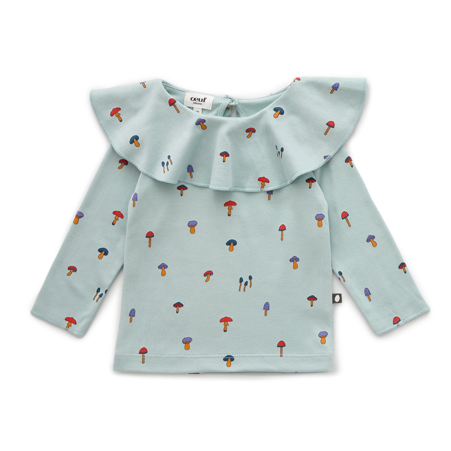 Girls Sky Grey Ruffle Collar Shirt