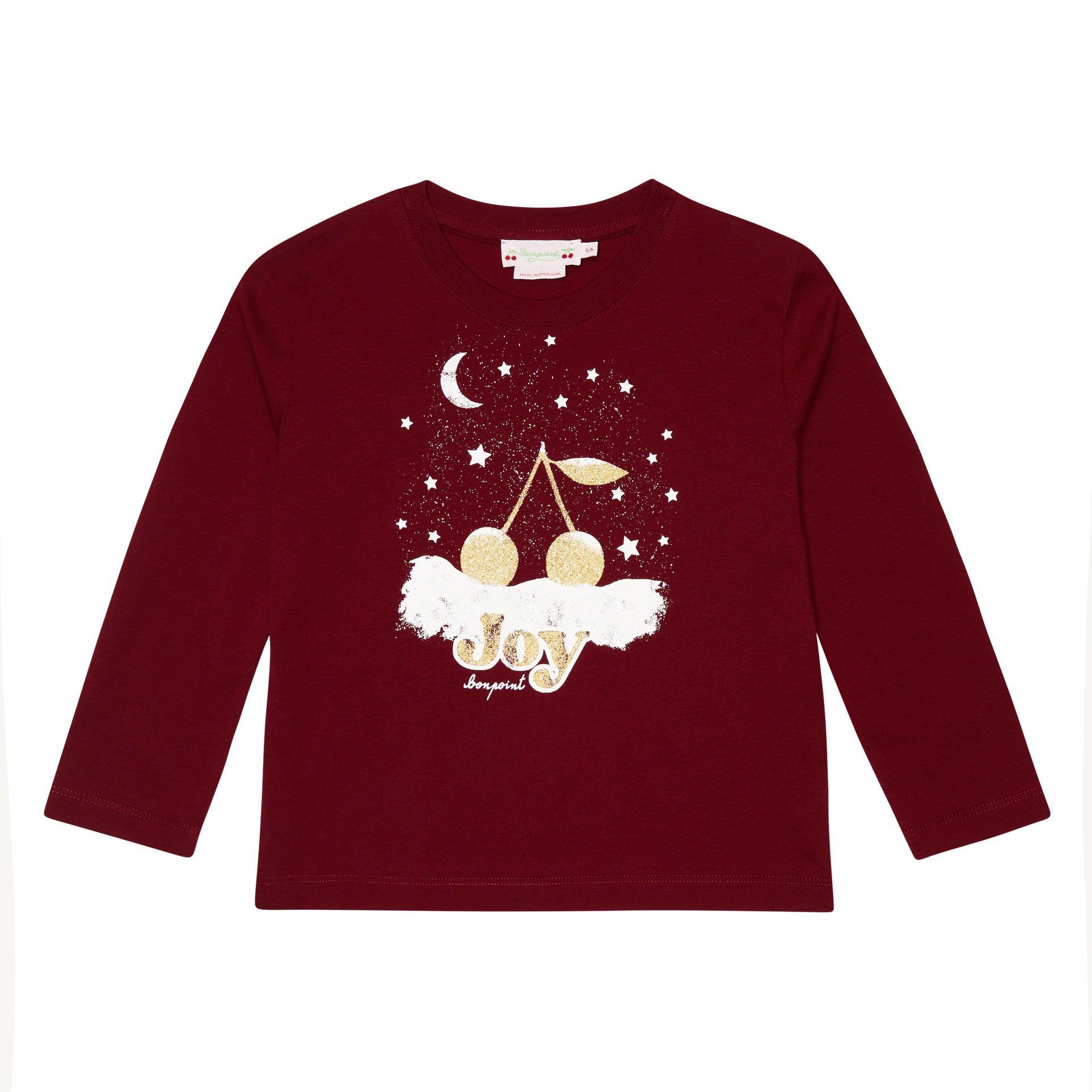 Girls Dark Red Logo Cotton T-Shirt