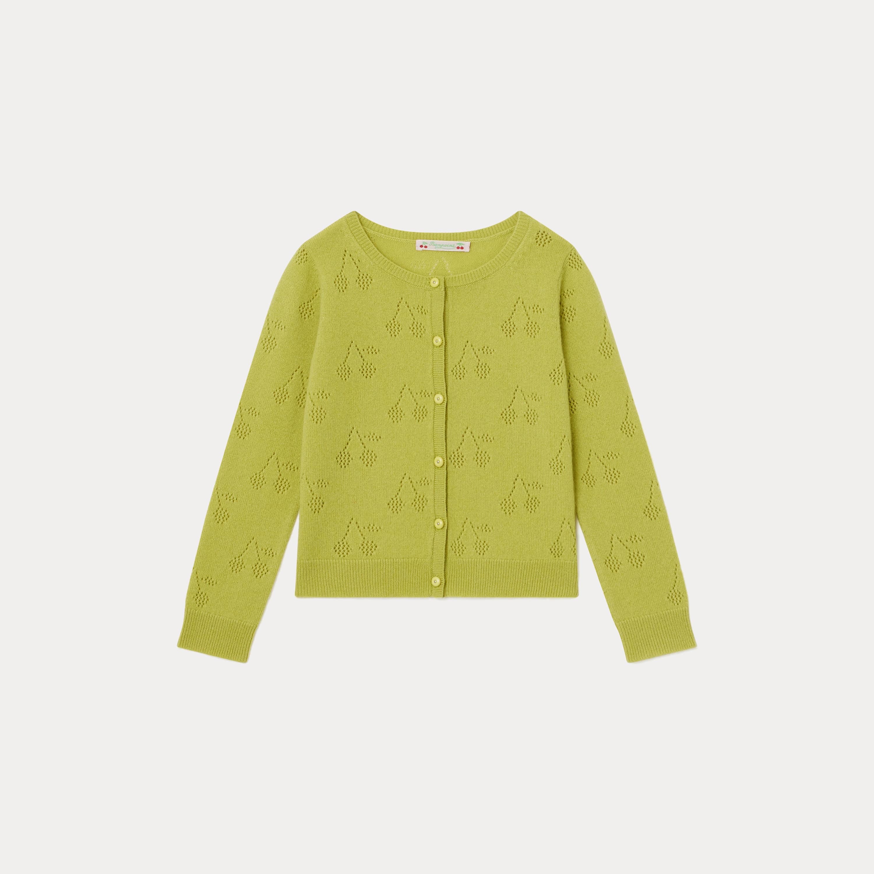 Girls Green Logo Cashmere Cardigan