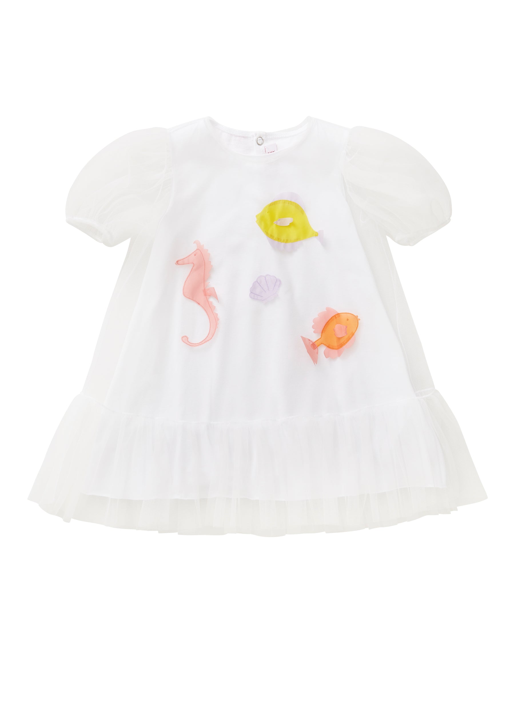 Girls White Printed Dress