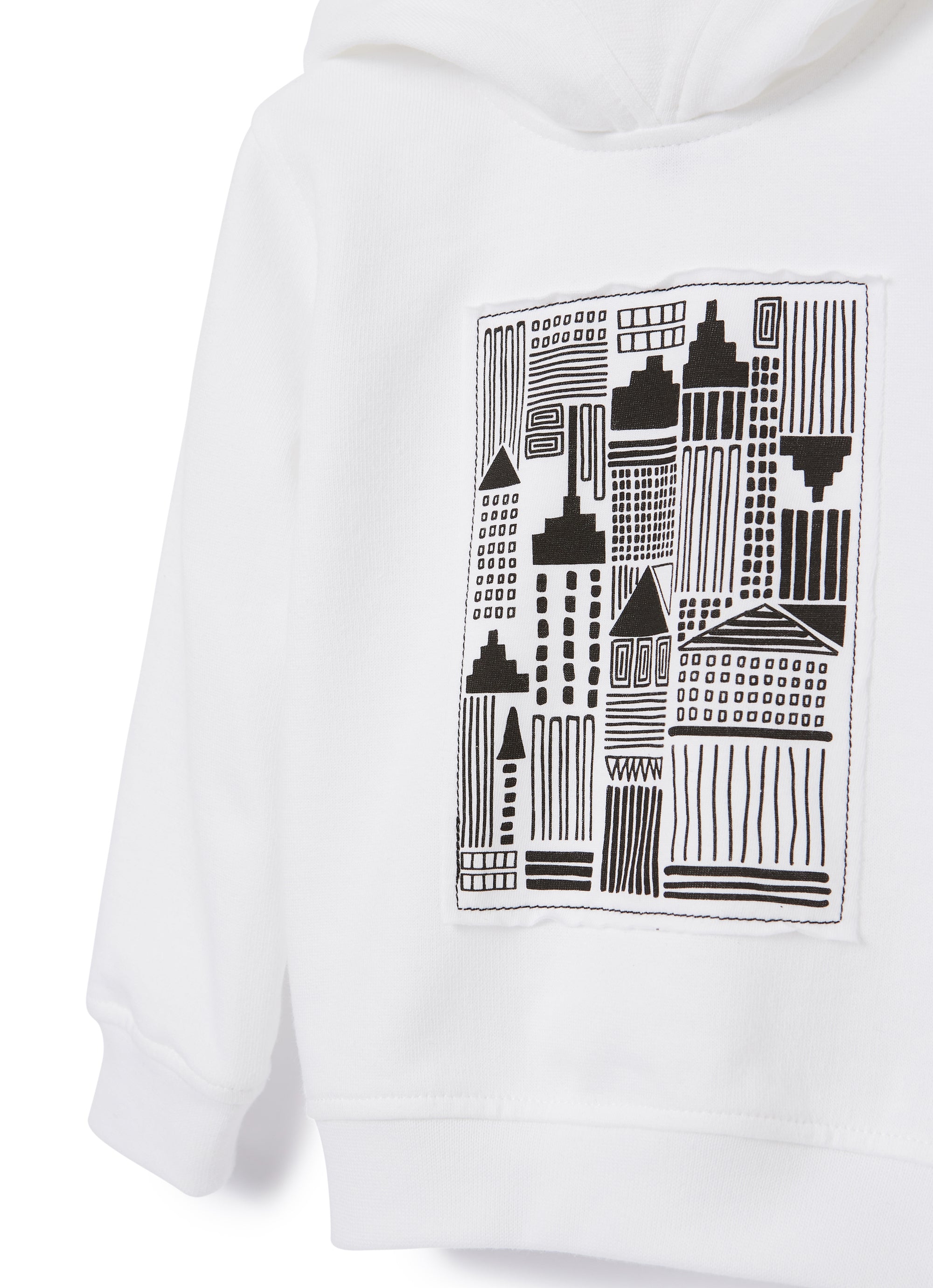 Boys & Girls White Hooded Cotton Sweatshirt