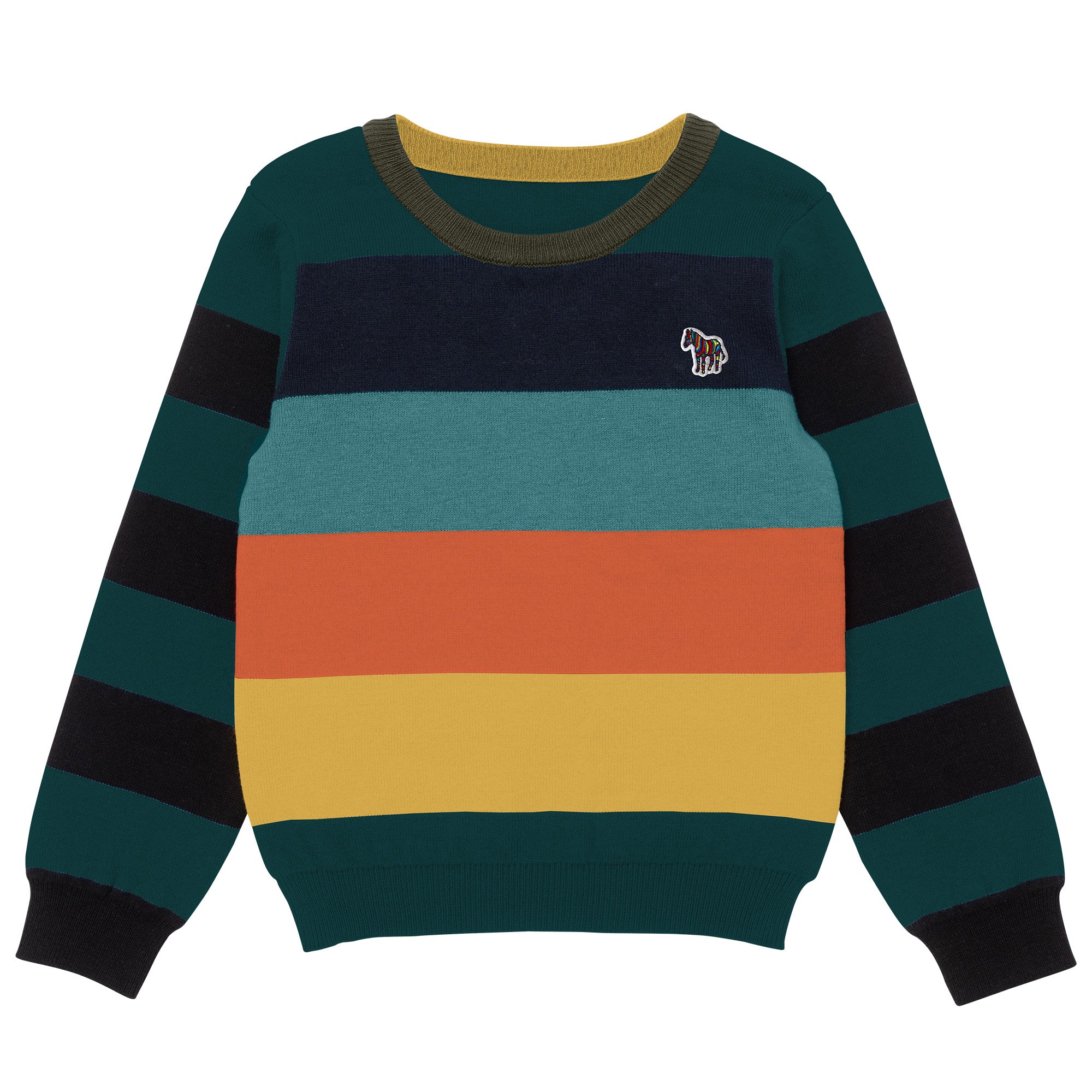 Boys Green Stripes Cotton Sweater