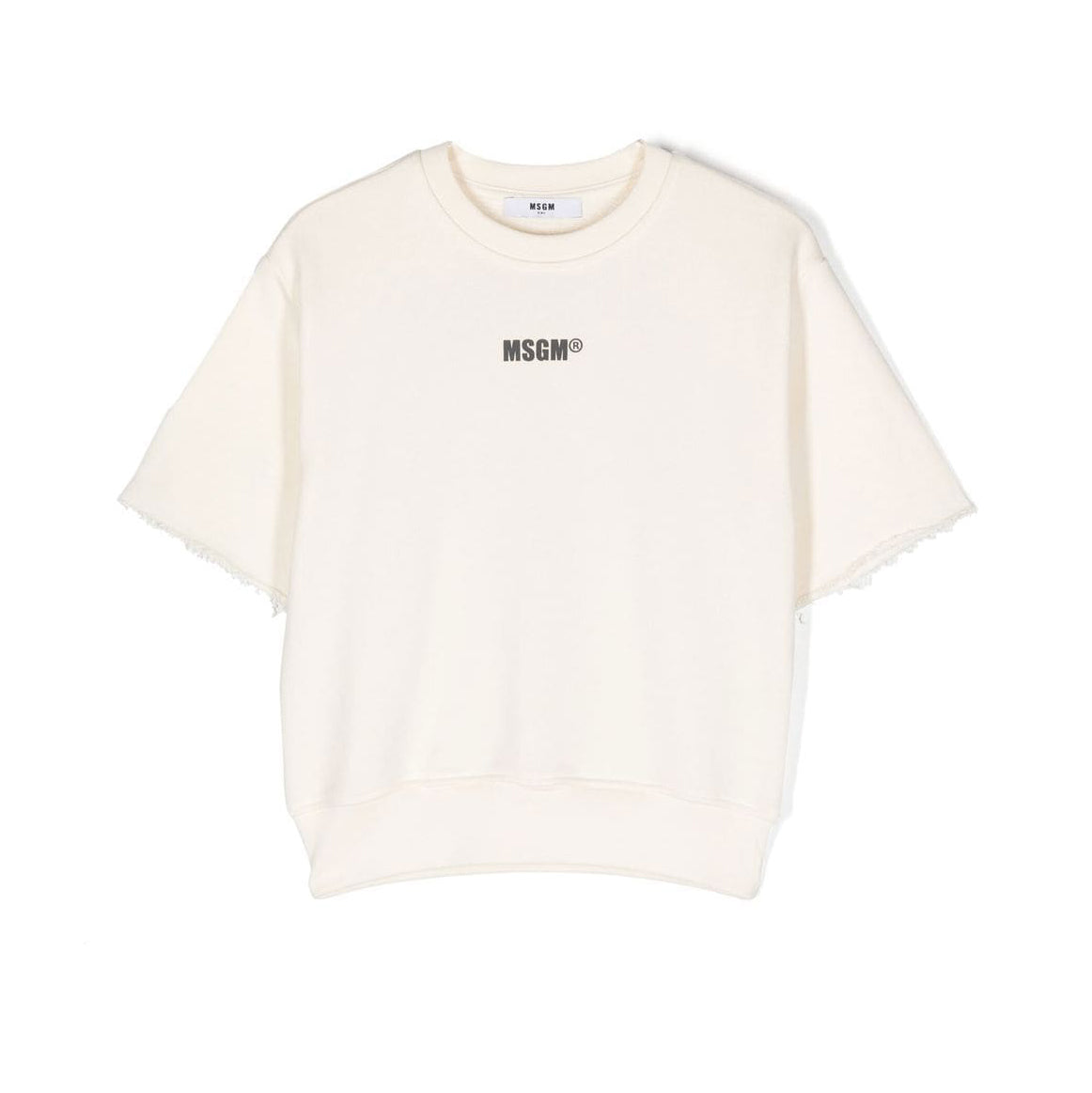 Boys & Girls White Logo Short Sleeves Sweatshirt