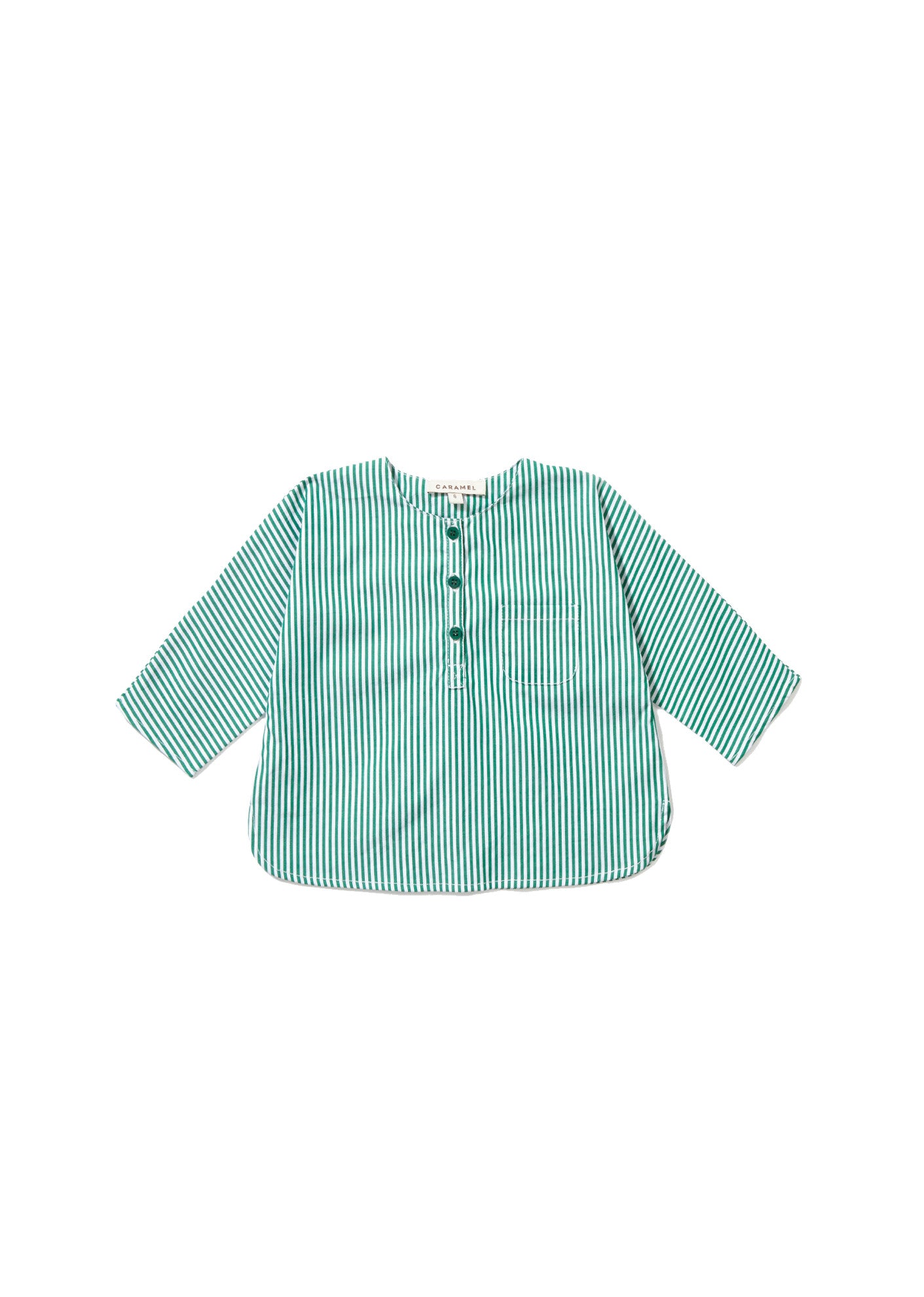 Baby Green Striped Cotton Shirt