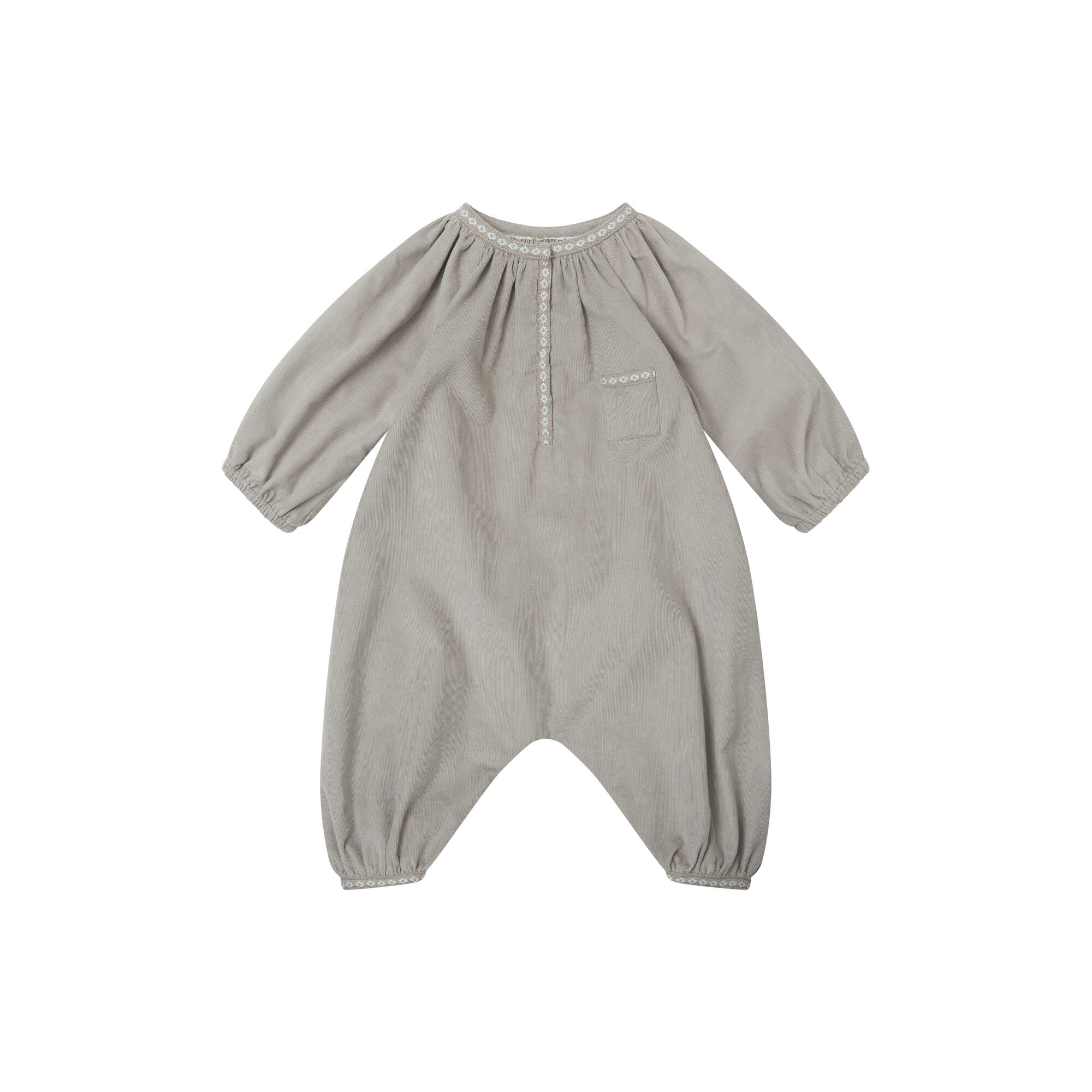 Baby Boys & Girls Light Grey Cotton Babysuit