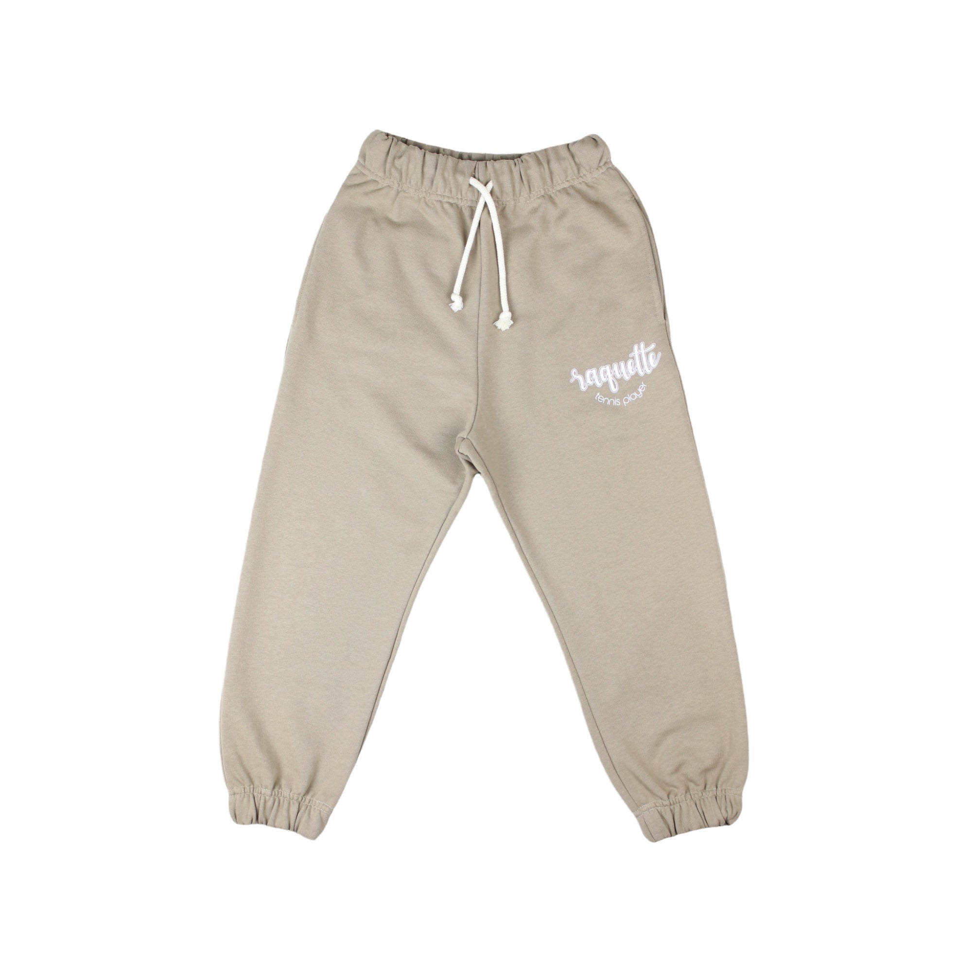 Boys & Girls Beige Logo Cotton Trousers