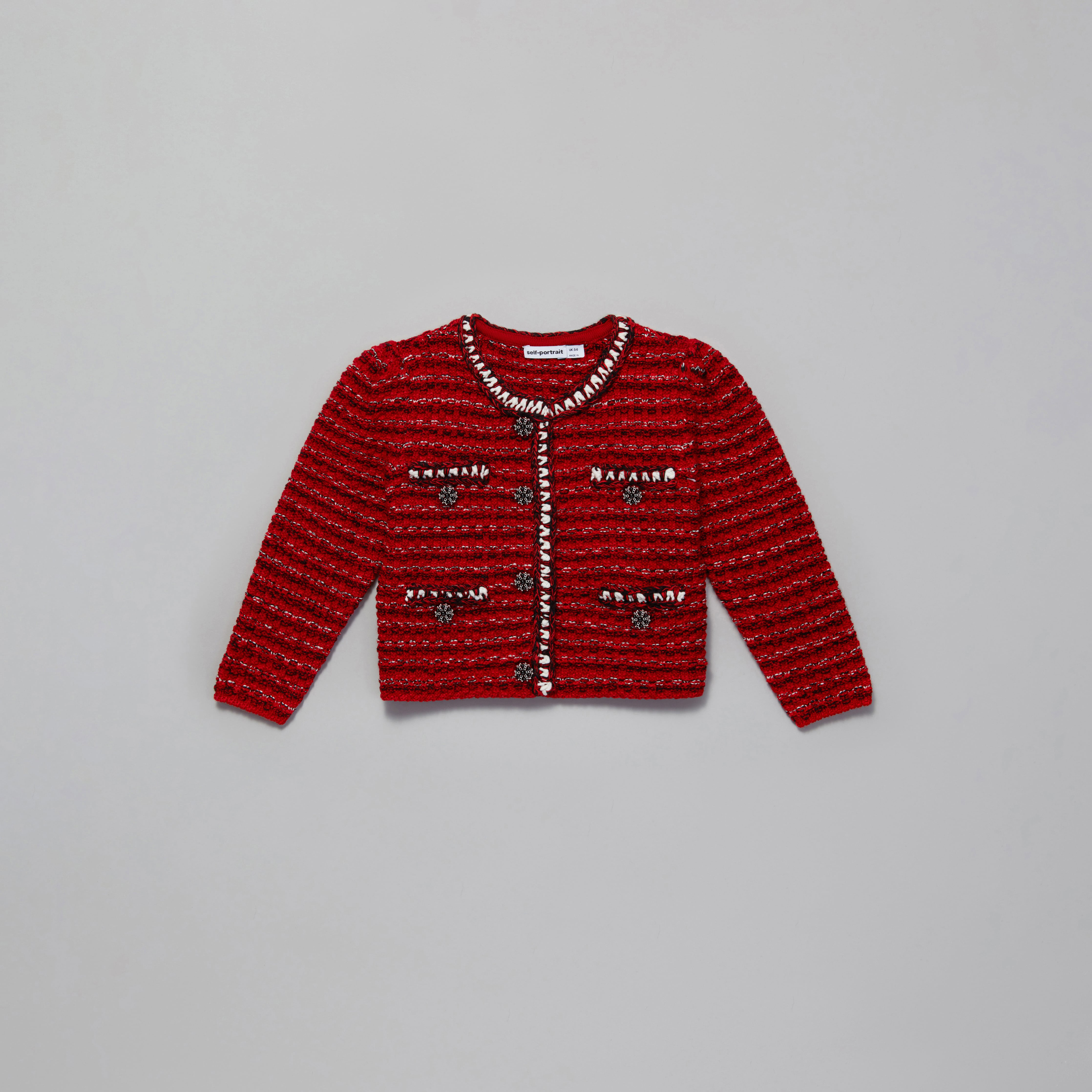 Girls Red Knit Wool Cardigan