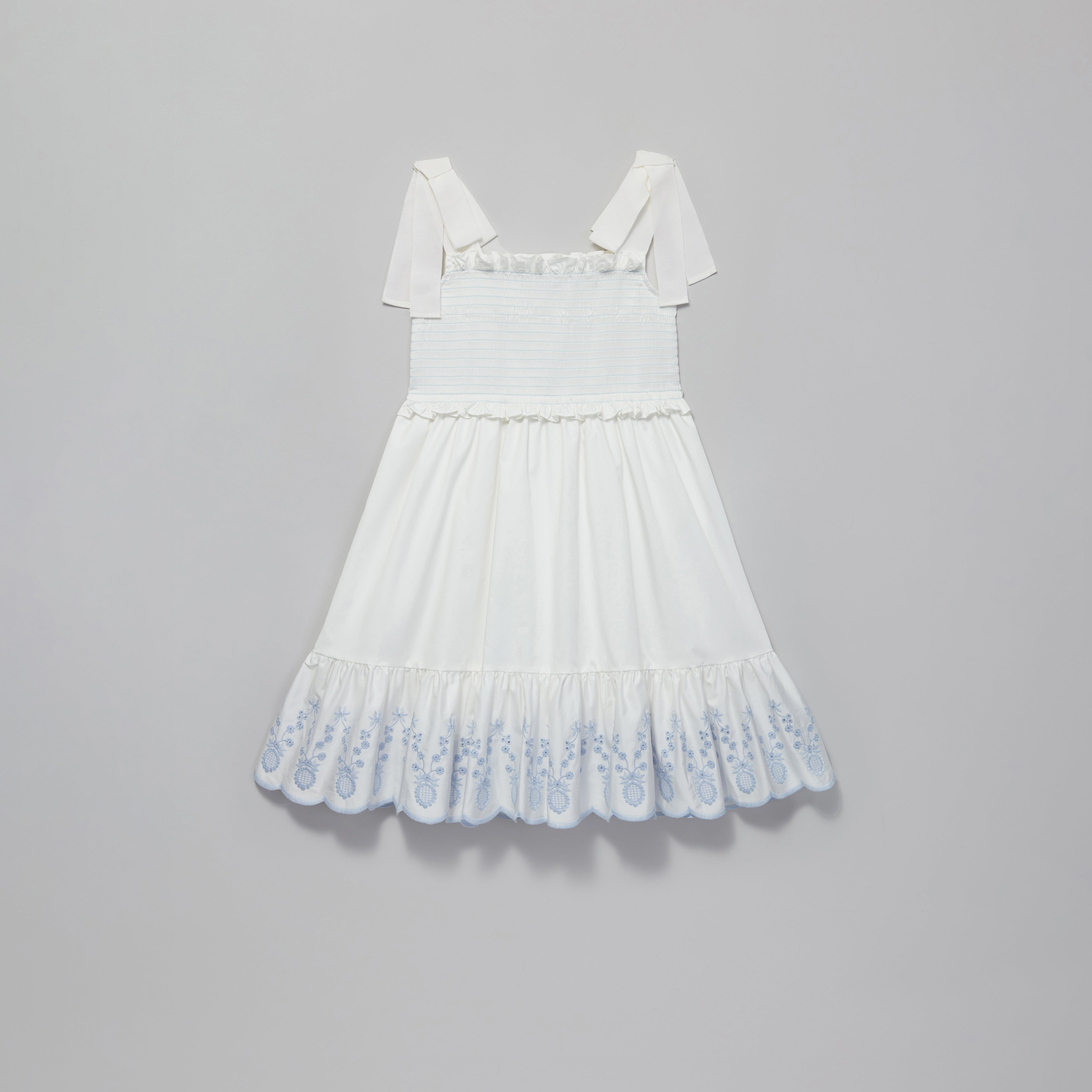 Girls White Embroidered Dress