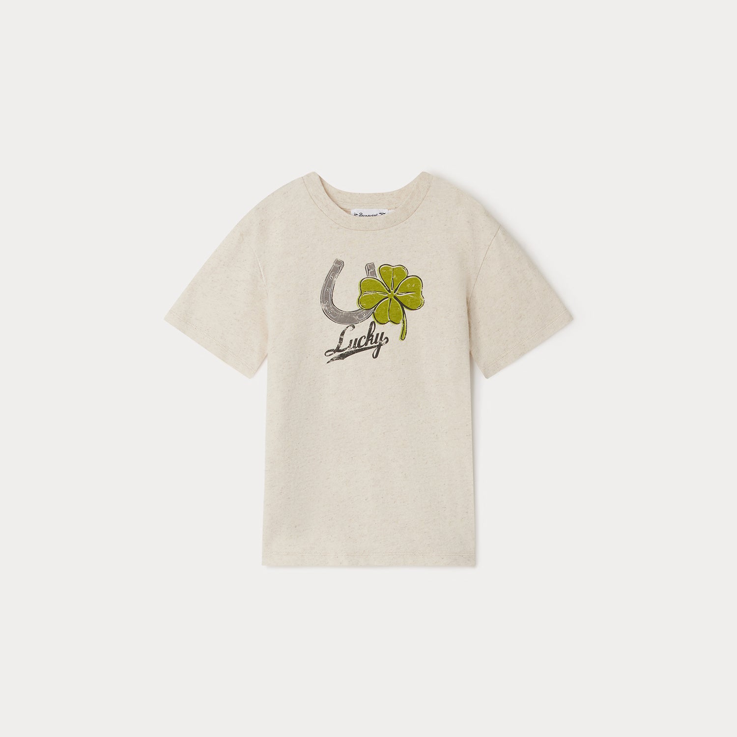 Boys & Girls Beige Printed Cotton T-Shirt