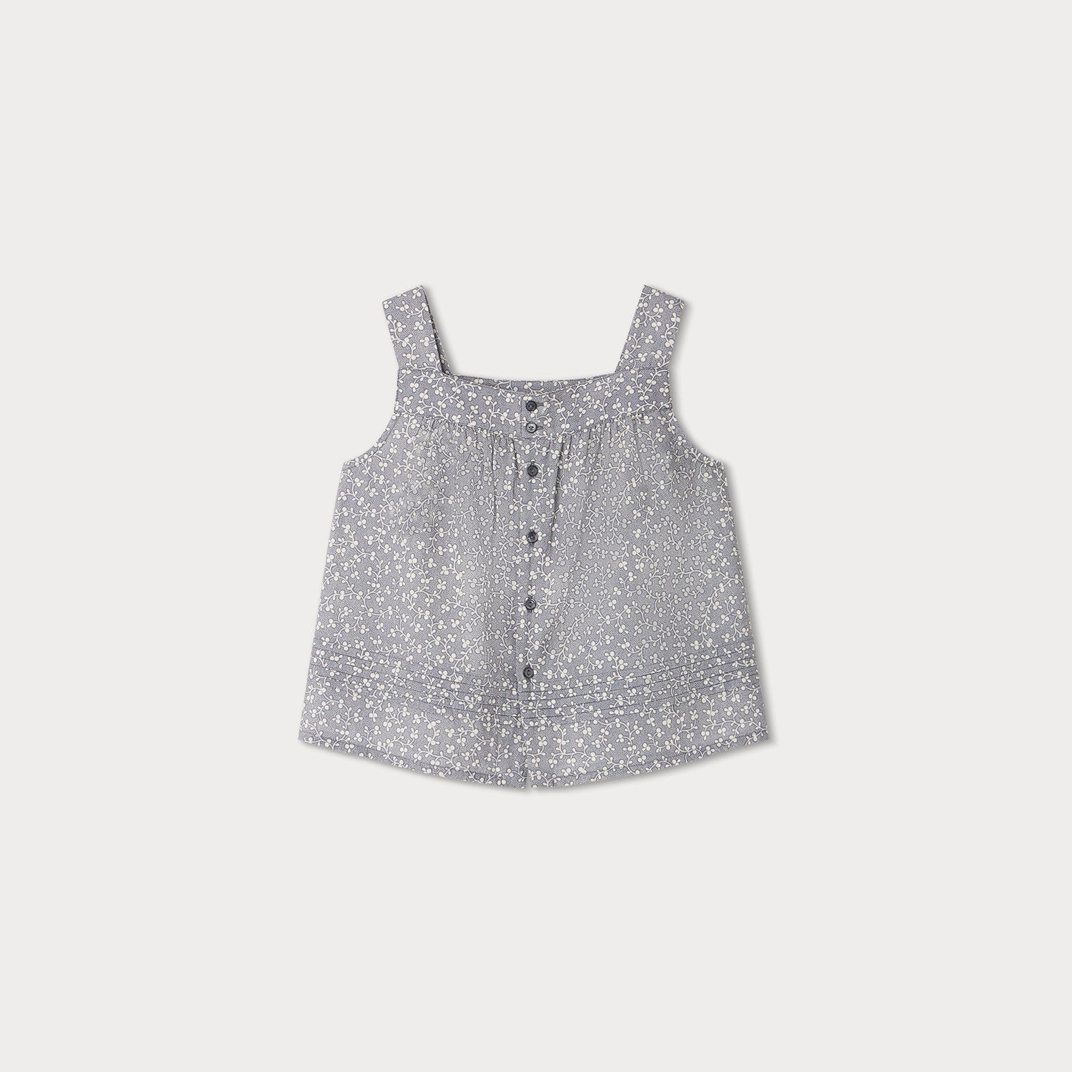 Girls Blue Floral Cotton Top