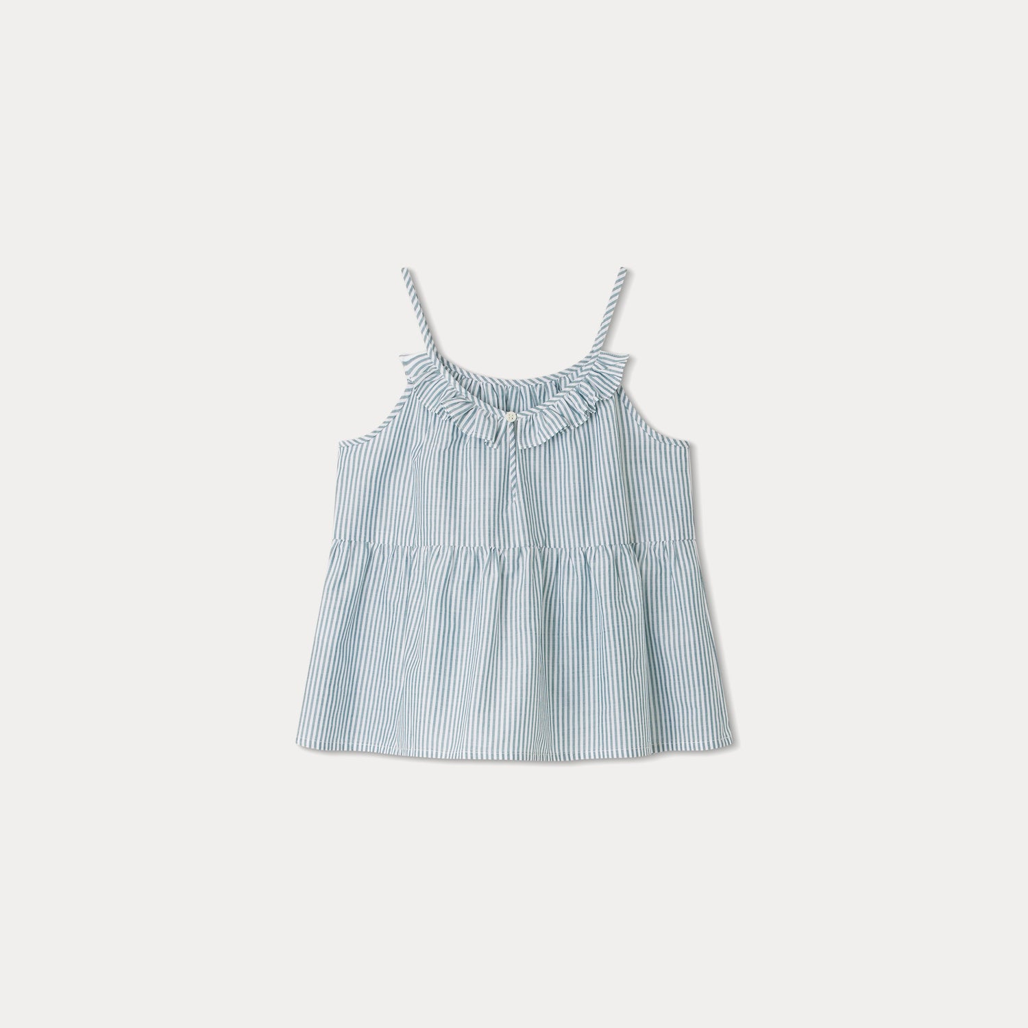 Girls Blue Stripes Cotton Strap Top