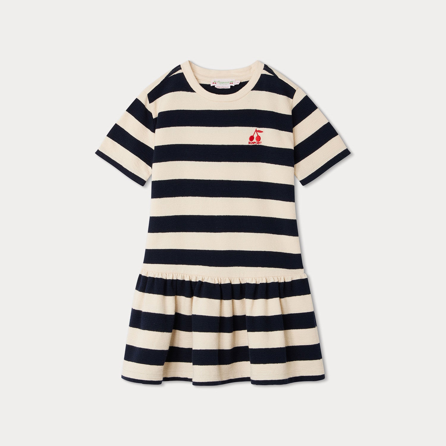 Girls Navy Stripes Cotton Dress
