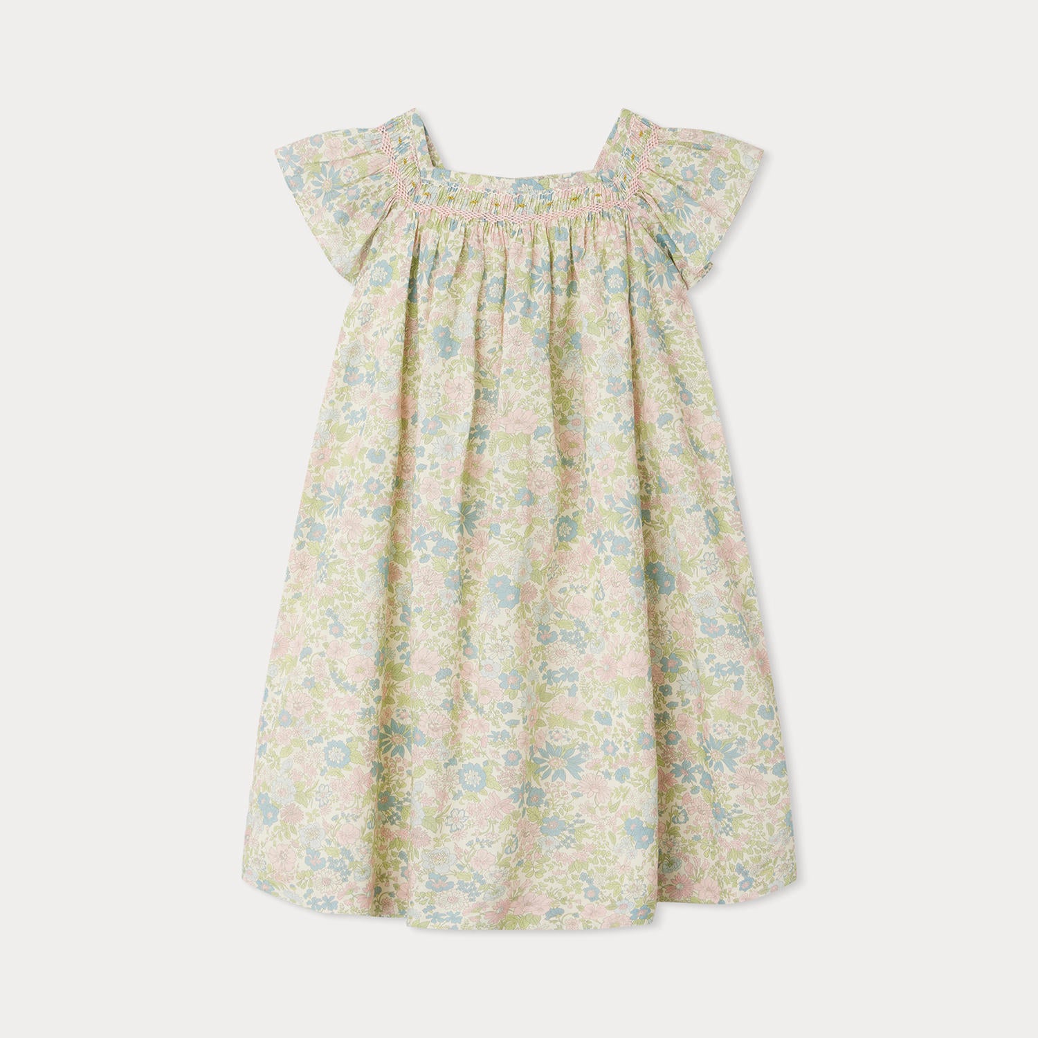 Girls Light Pink Flower Cotton Dress